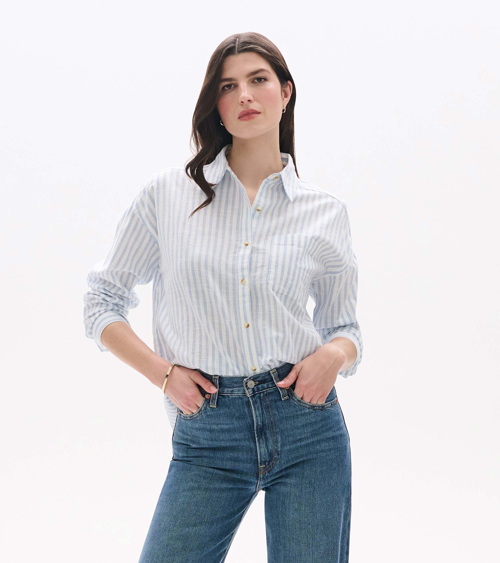 Relaxed Button Down - Cashmere Blue Stripes - Image 7