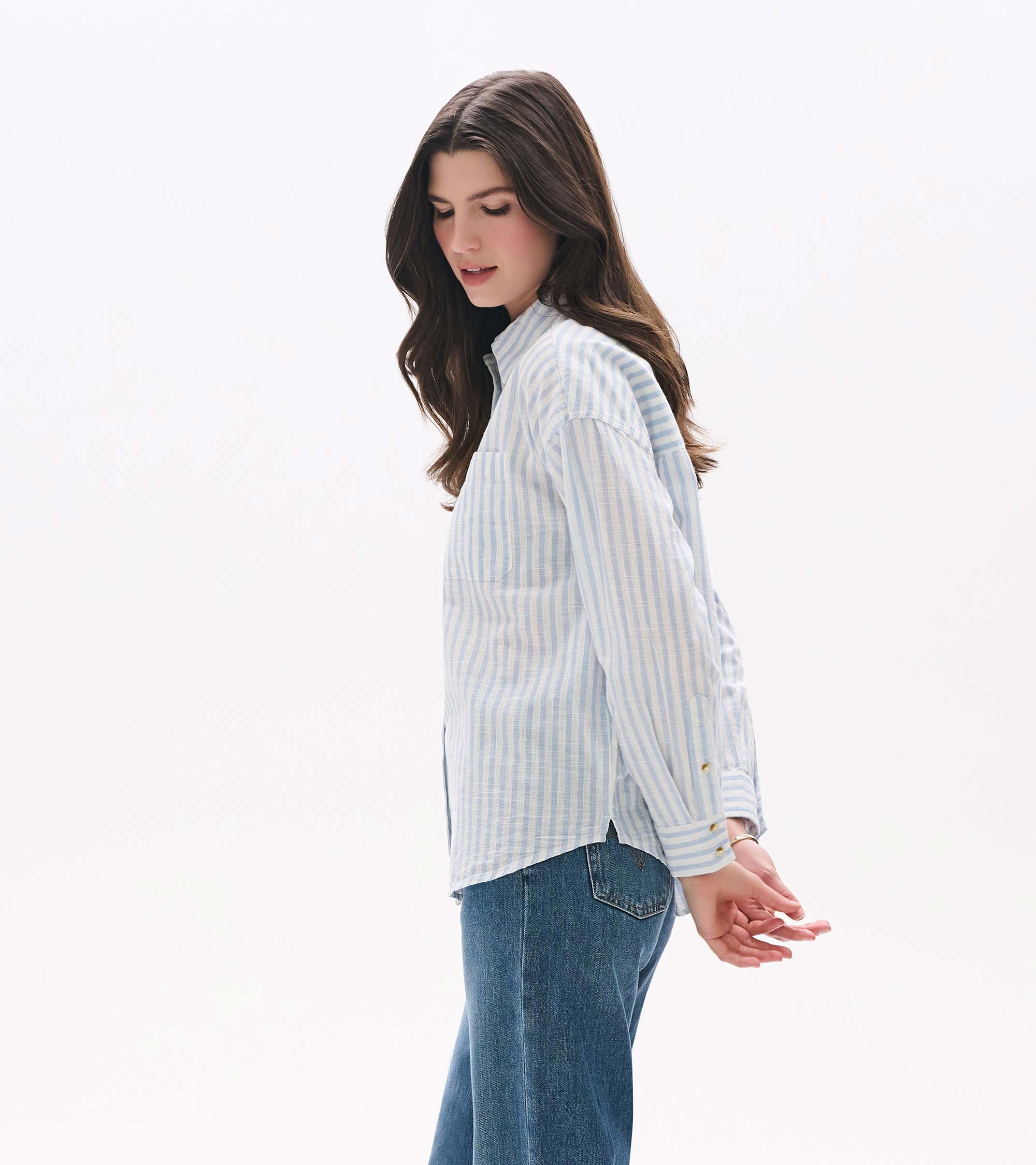 Relaxed Button Down - Cashmere Blue Stripes - Image 8