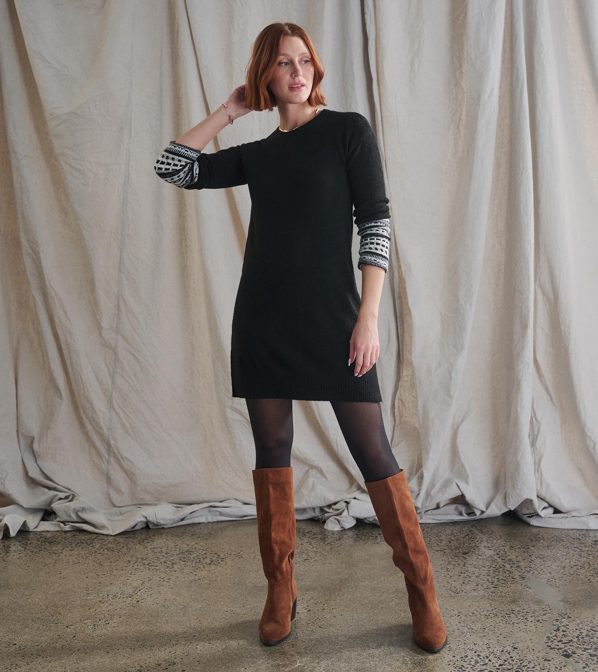 Sadie Sweater Dress - Black - Image 2