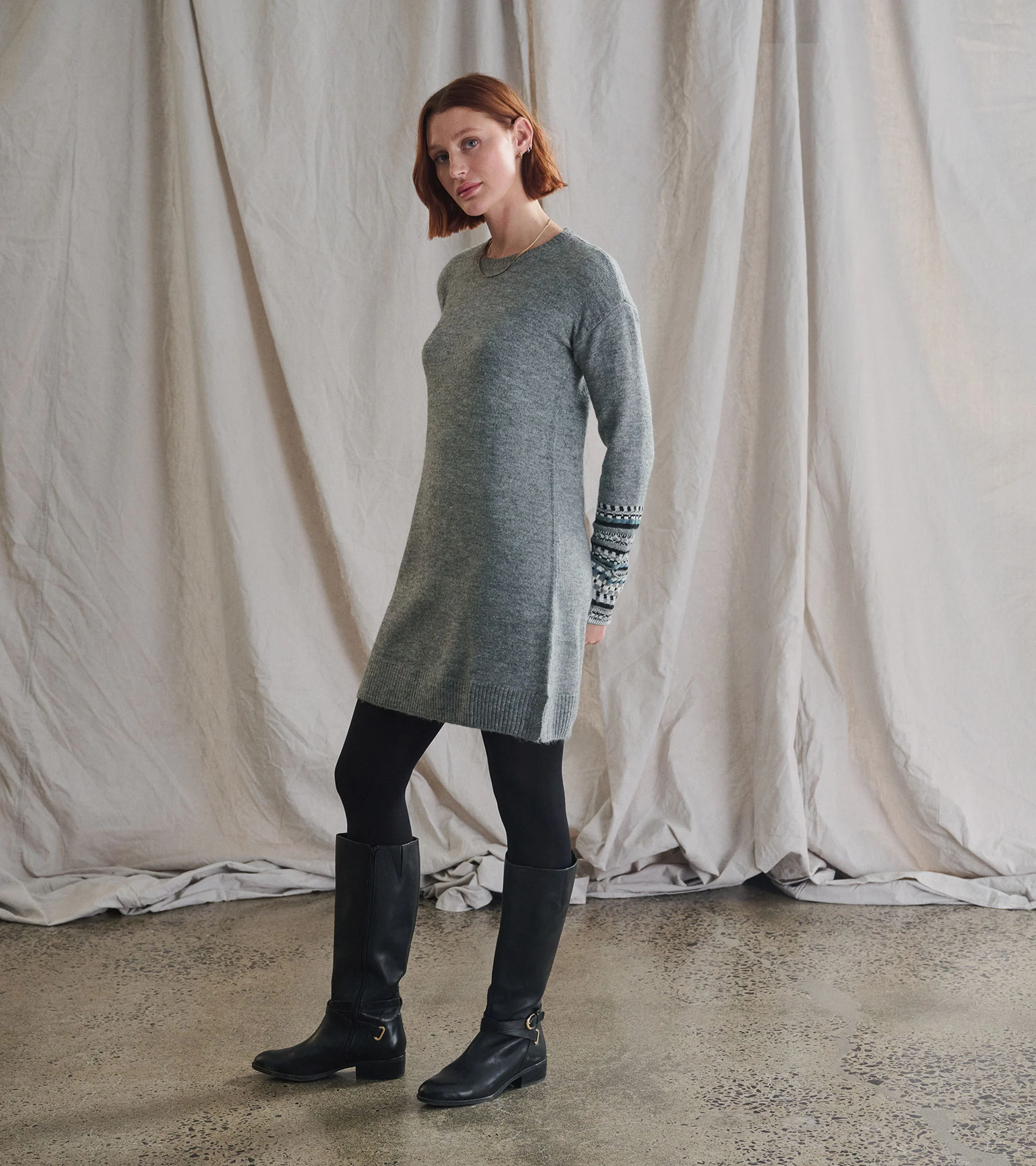 Sadie Sweater Dress - Charcoal Heather - Image 3