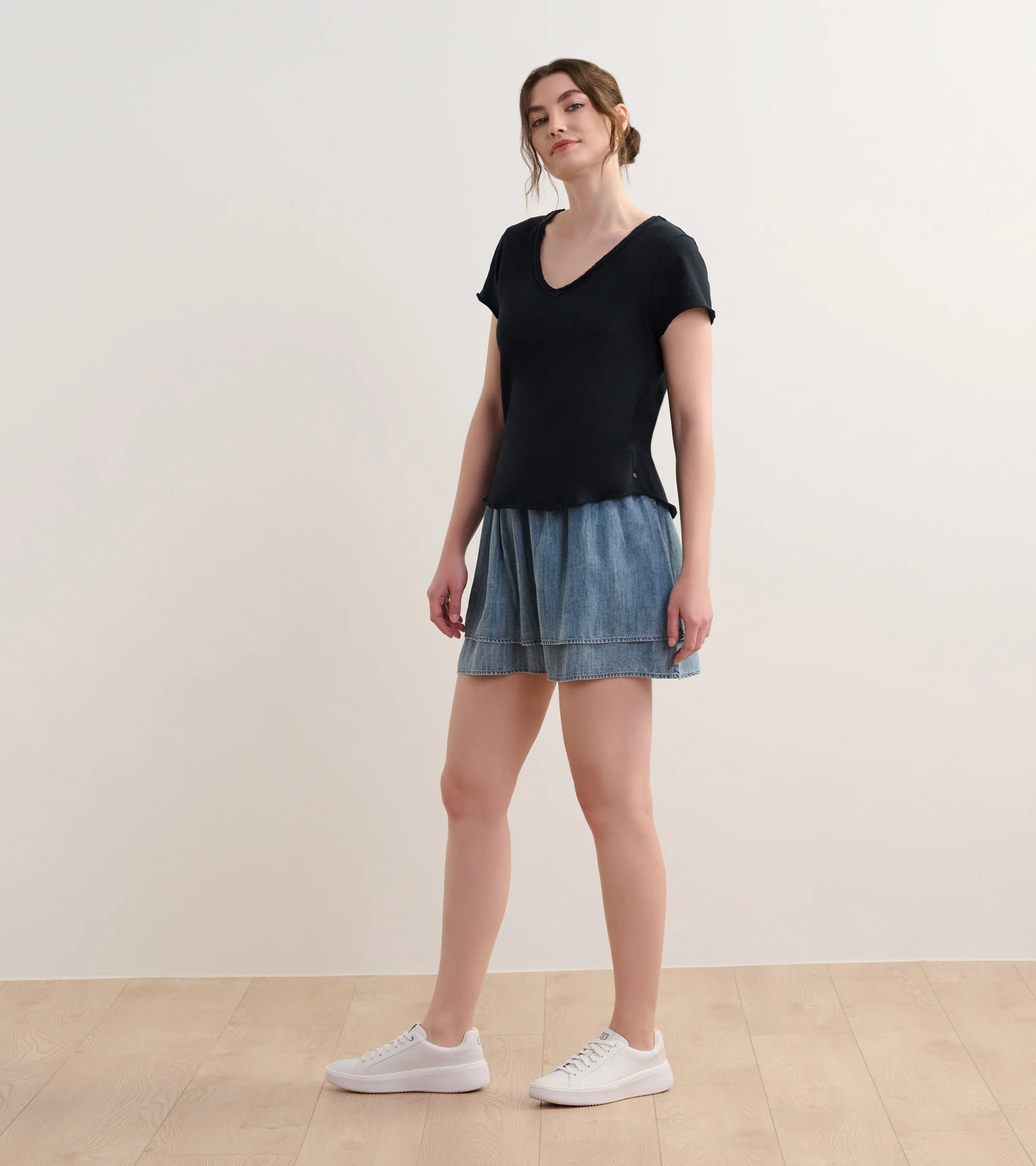 Sadie V-Neck Tee - Black - Image 3
