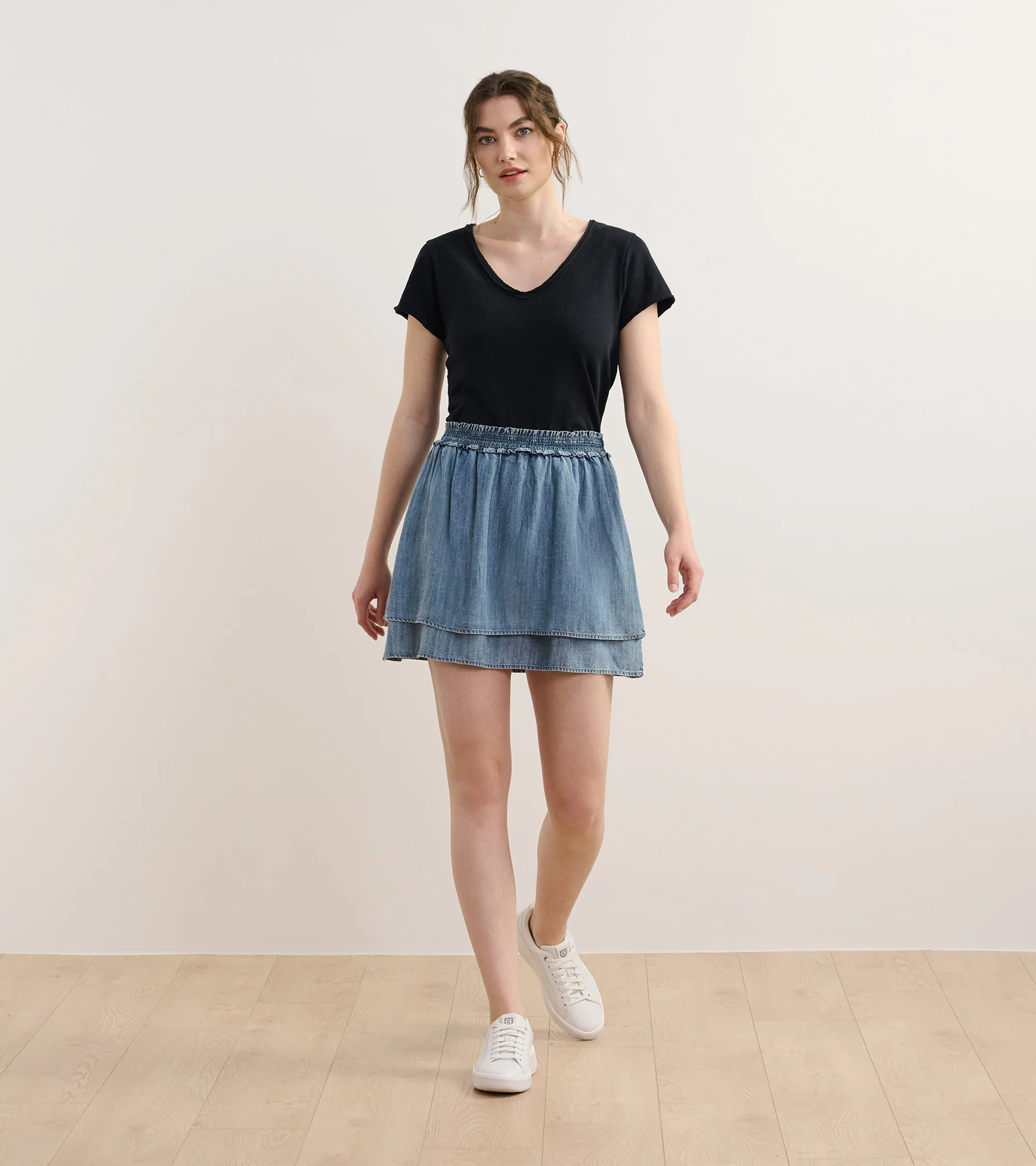 Sadie V-Neck Tee - Black - Image 5