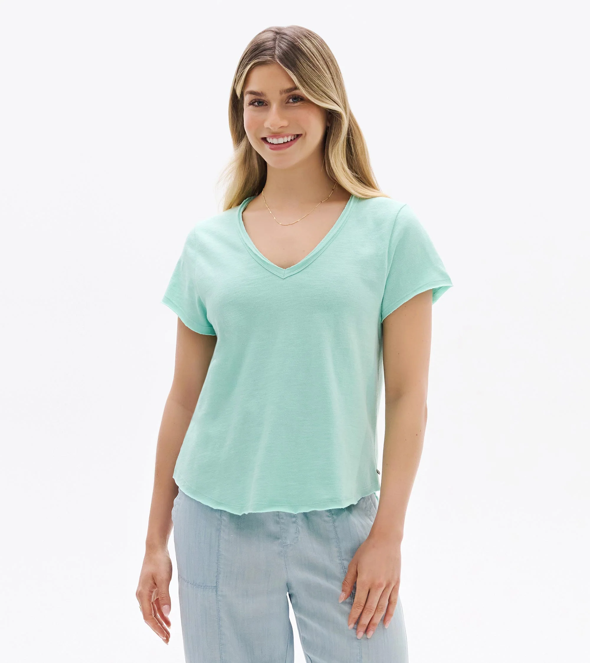 Sadie V-Neck Tee - Sea Glass