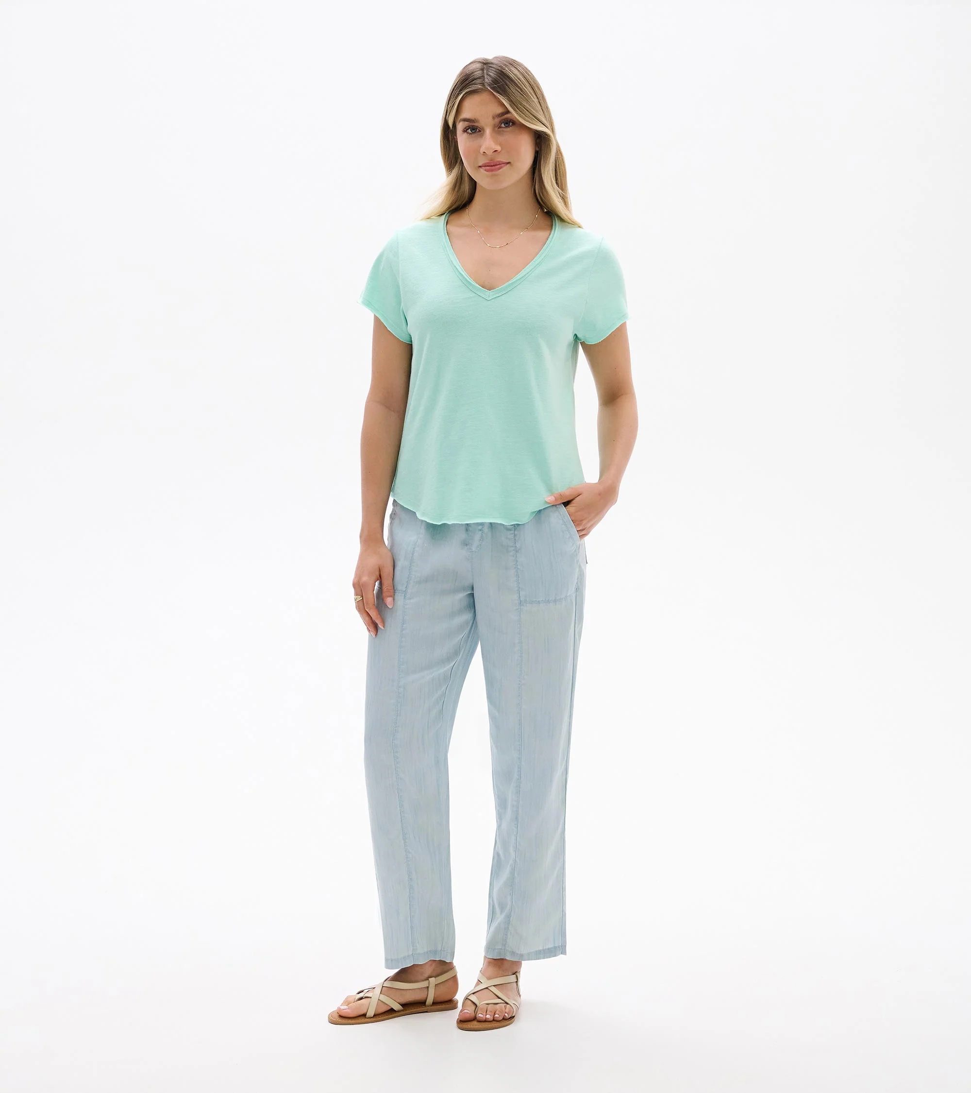 Sadie V-Neck Tee - Sea Glass - Image 3