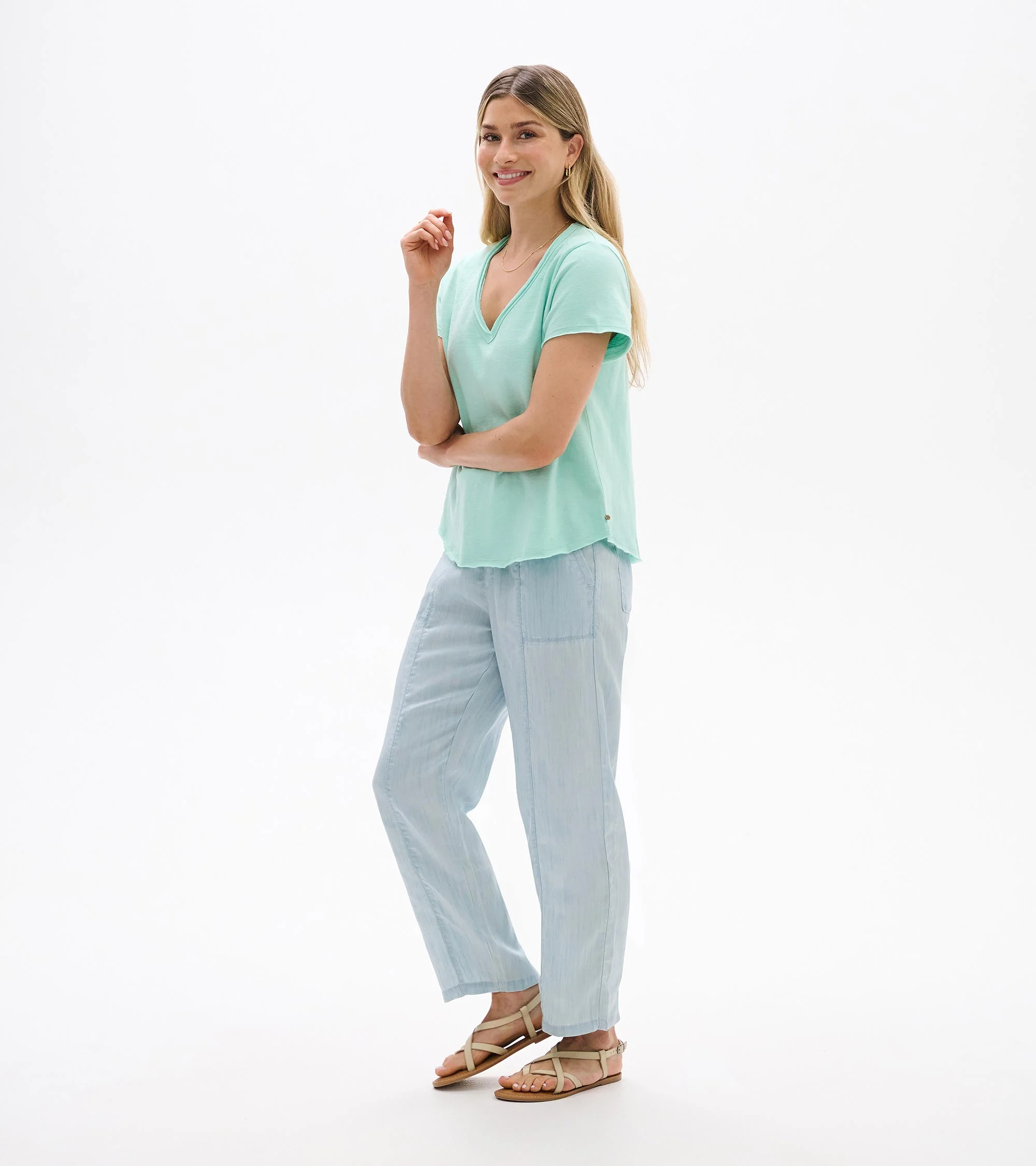 Sadie V-Neck Tee - Sea Glass - Image 4