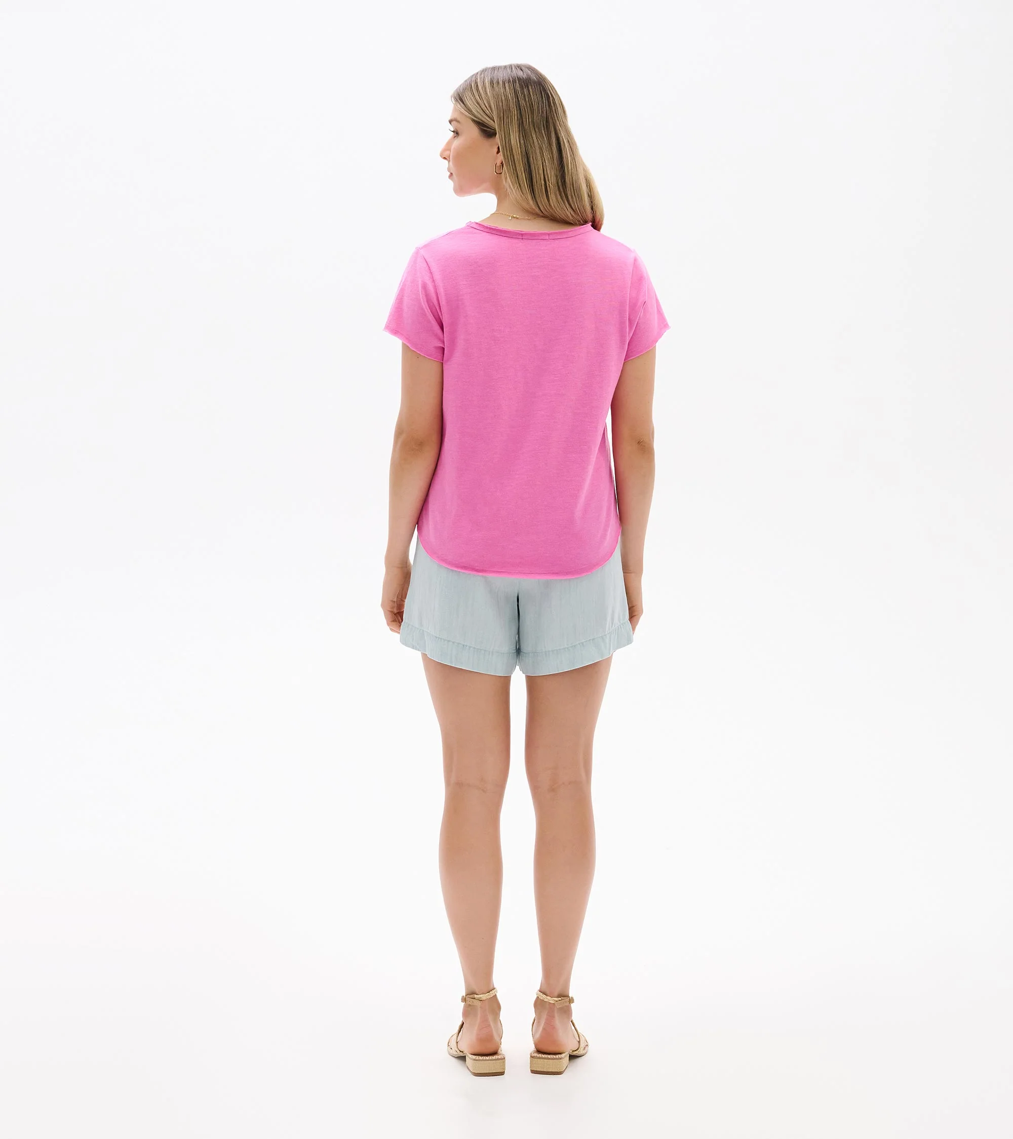 Sadie V-Neck Tee - Super Pink - Image 4