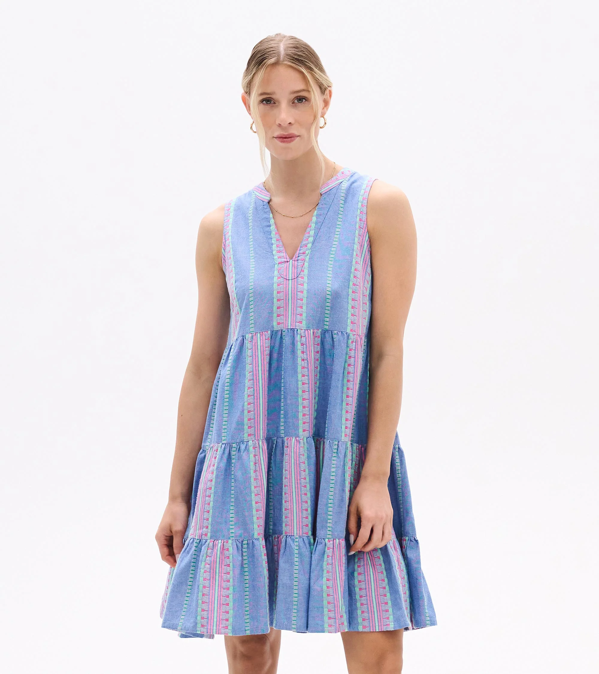 Savannah Dress - Chambray Stripes