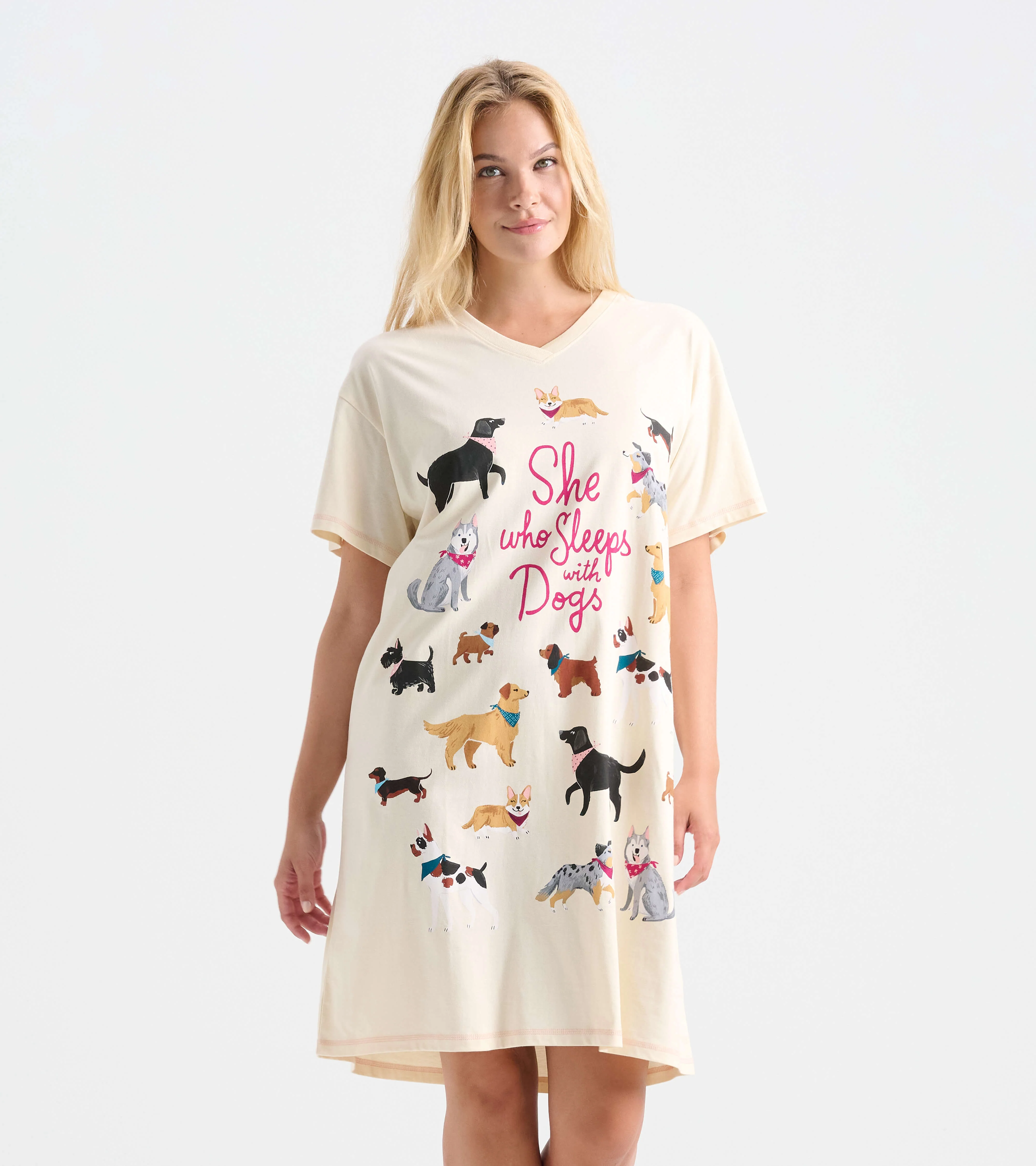 She Who Sleeps With Dogs Women's Cotton Sleepshirt