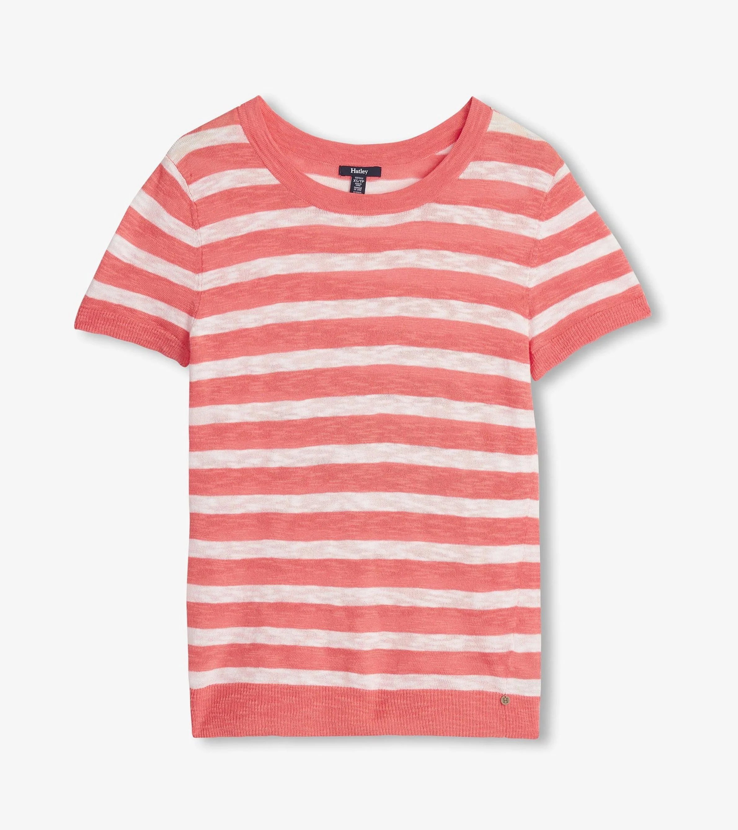 Simone Knit Tee - Coral Stripes - Image 2