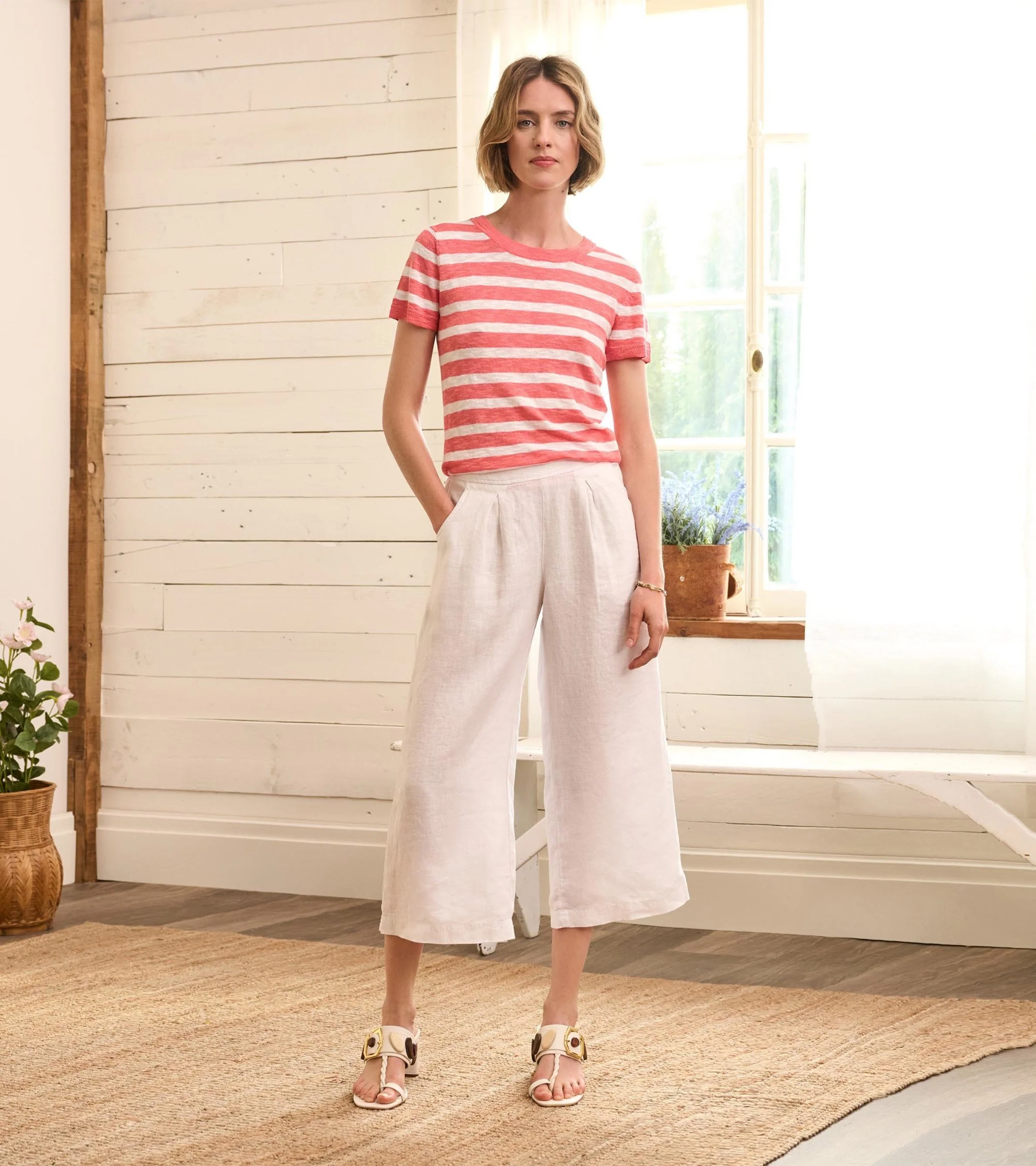 Simone Knit Tee - Coral Stripes - Image 5