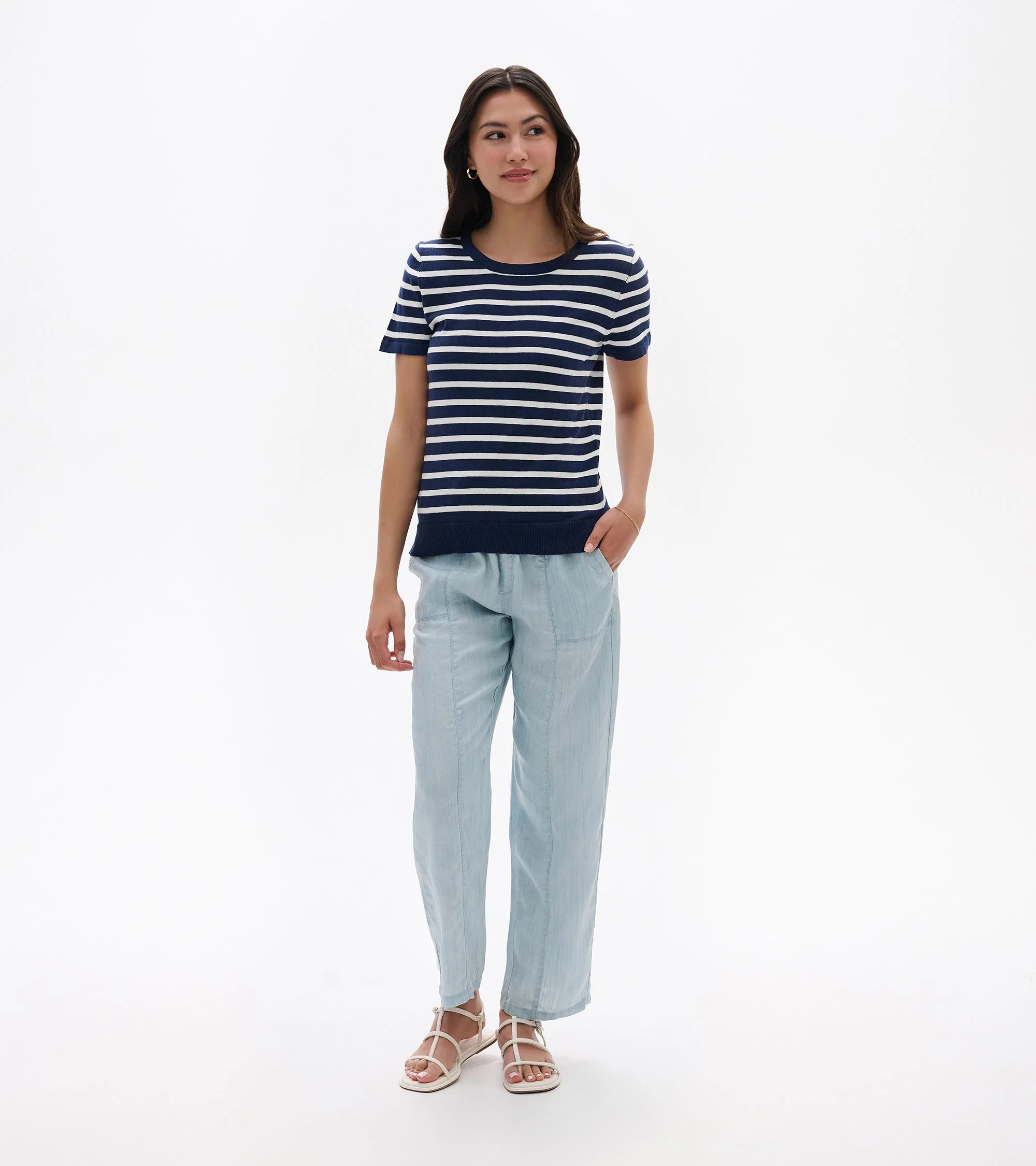 Simone Knit Tee - Navy & White Stripes - Image 3