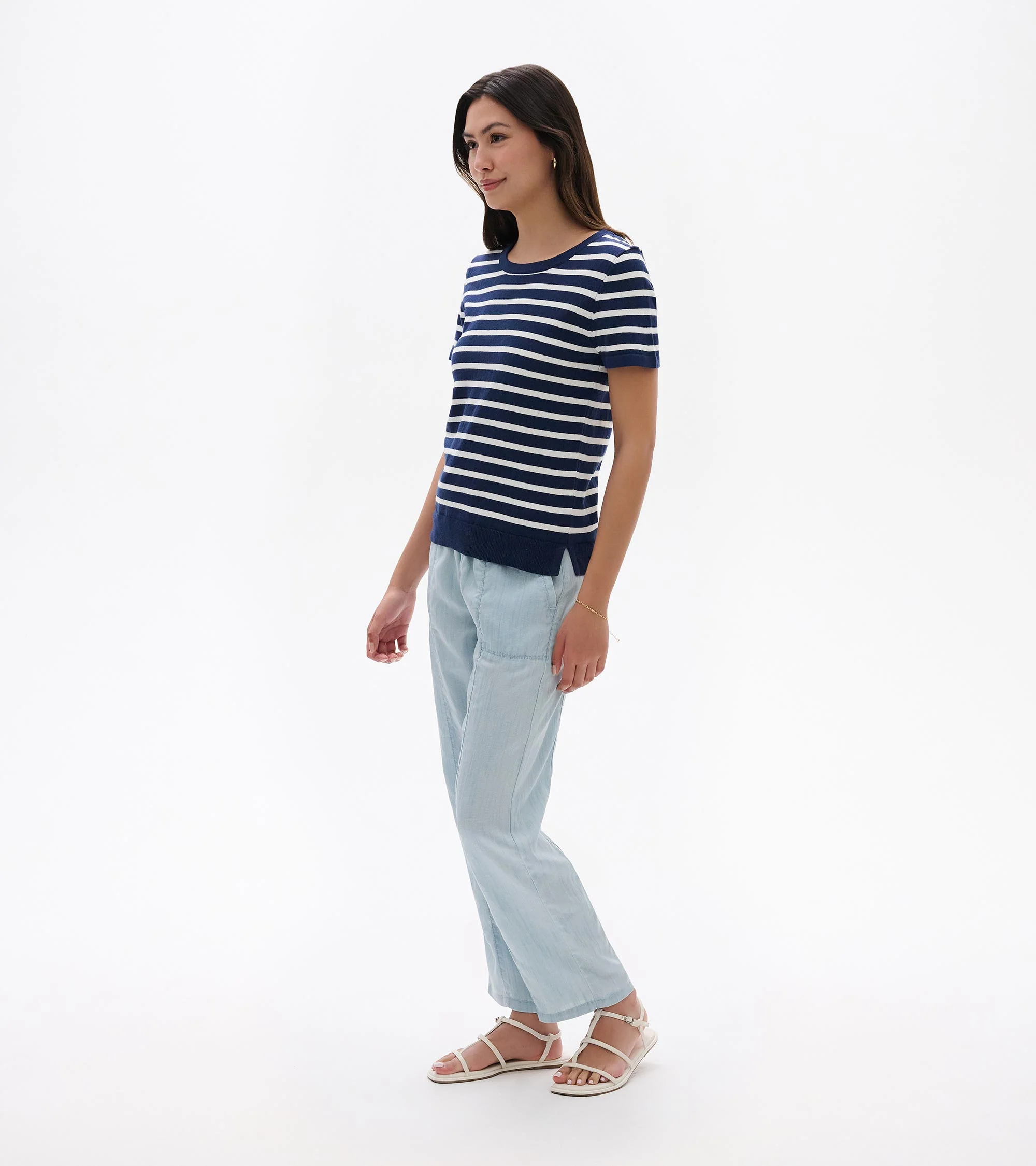 Simone Knit Tee - Navy & White Stripes - Image 4