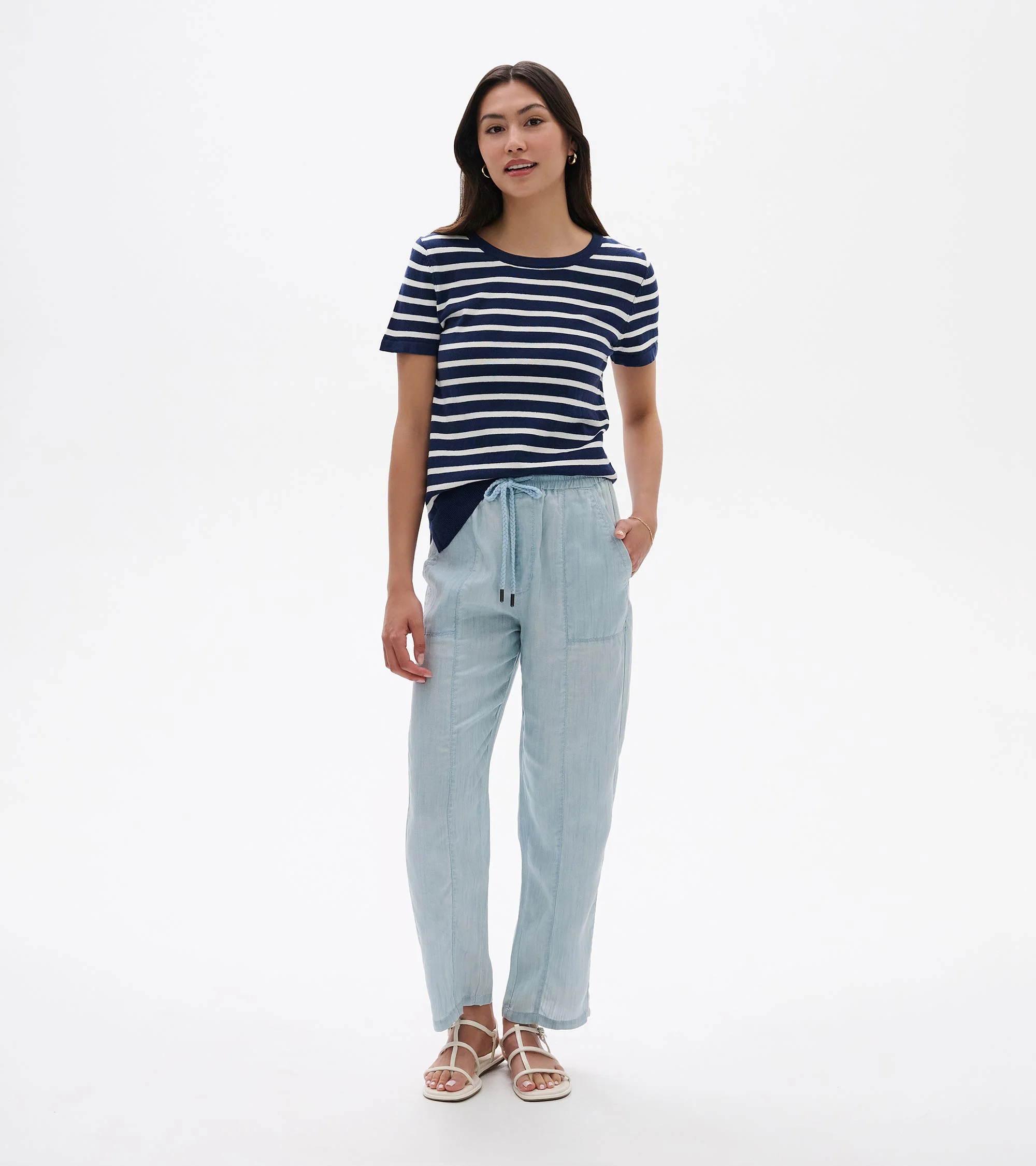 Simone Knit Tee - Navy & White Stripes - Image 5