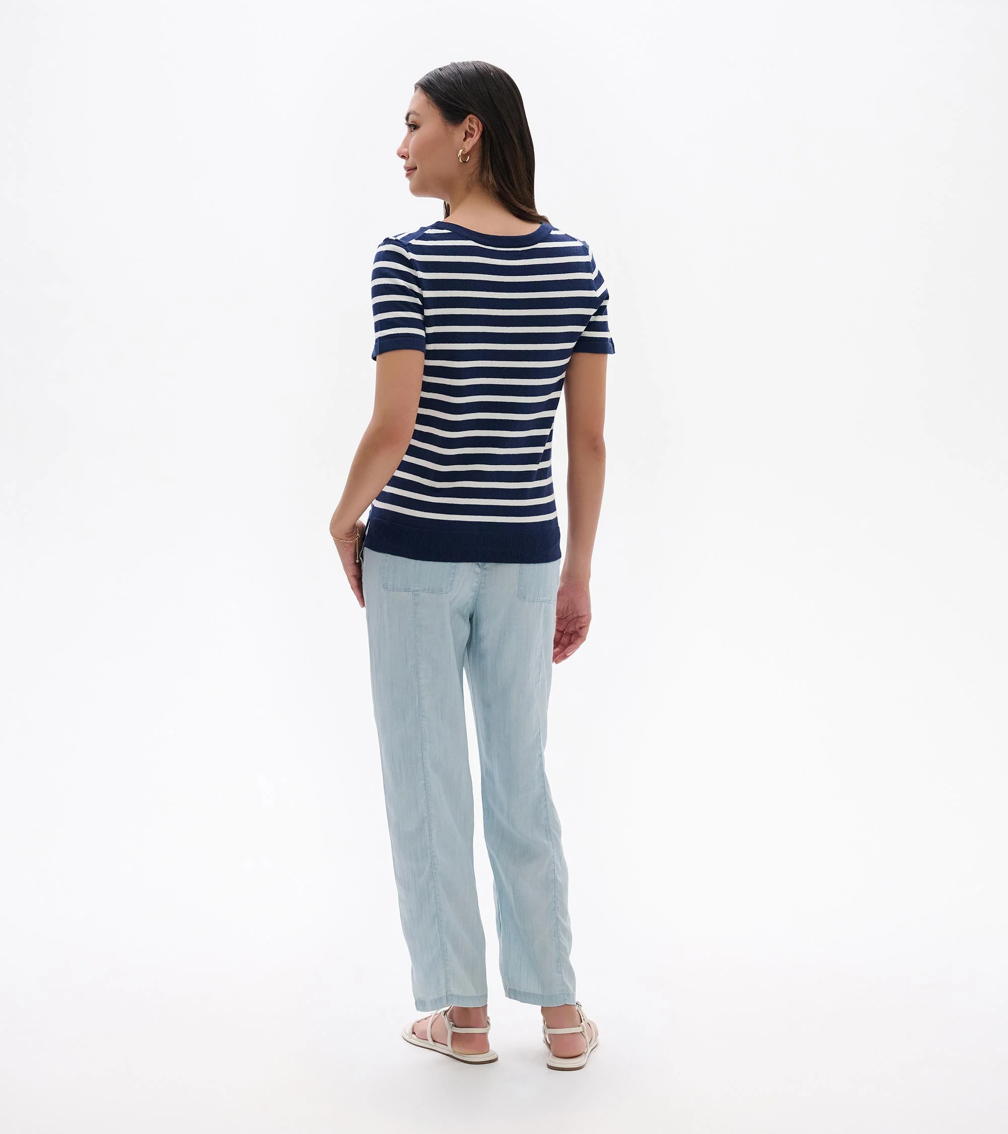 Simone Knit Tee - Navy & White Stripes - Image 6