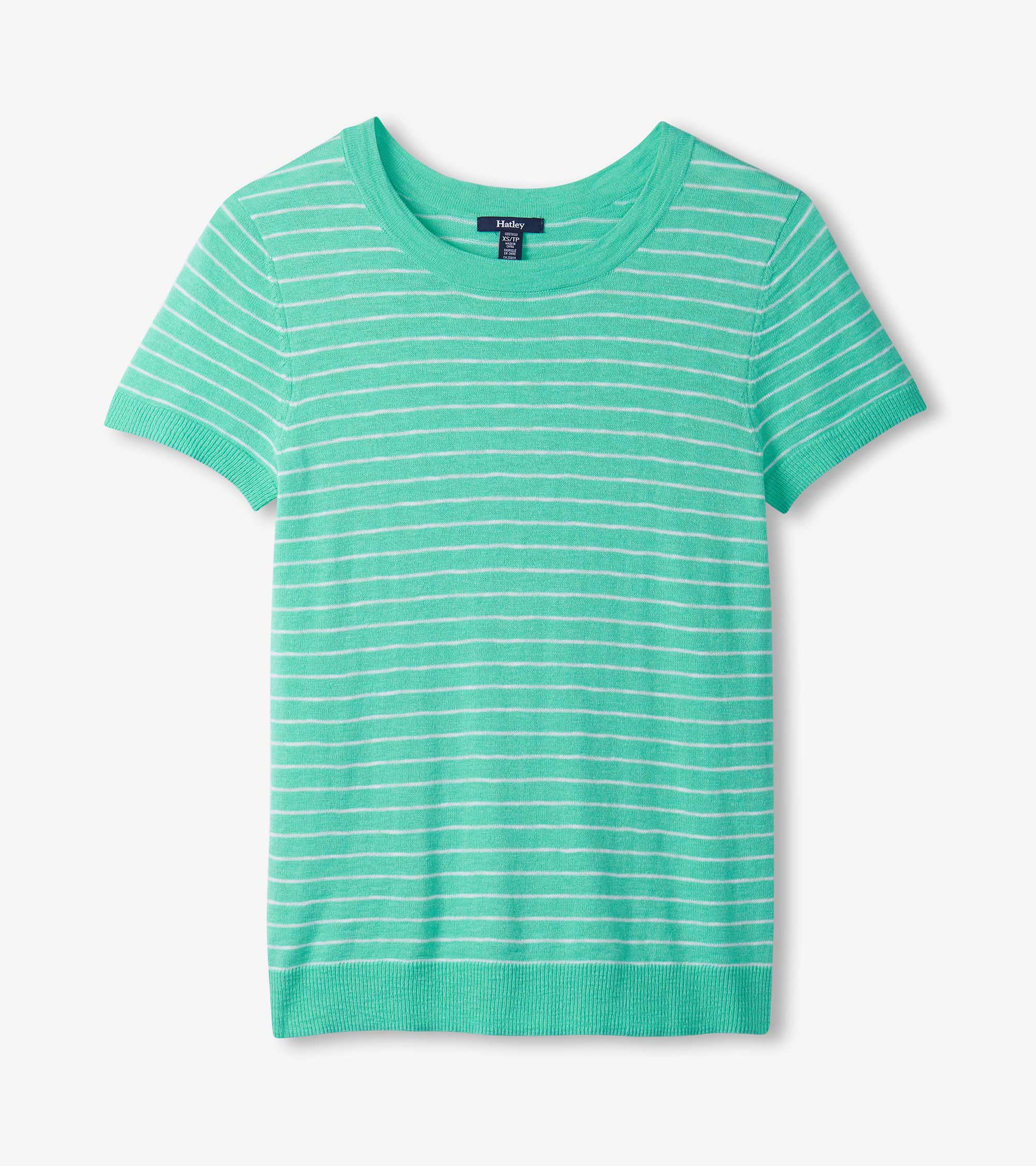 Simone Knit Tee - Teal Stripes - Image 2