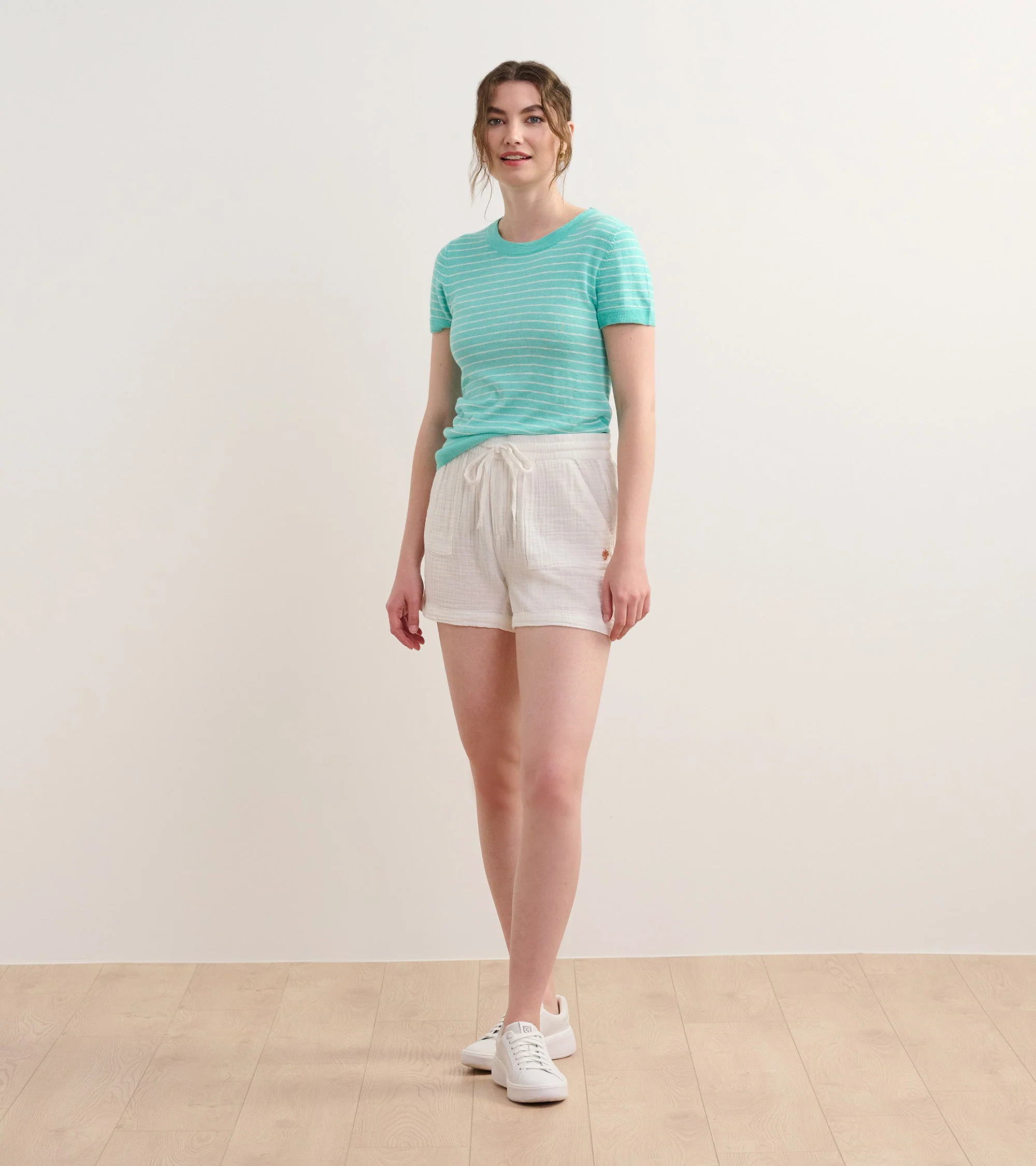 Simone Knit Tee - Teal Stripes - Image 3