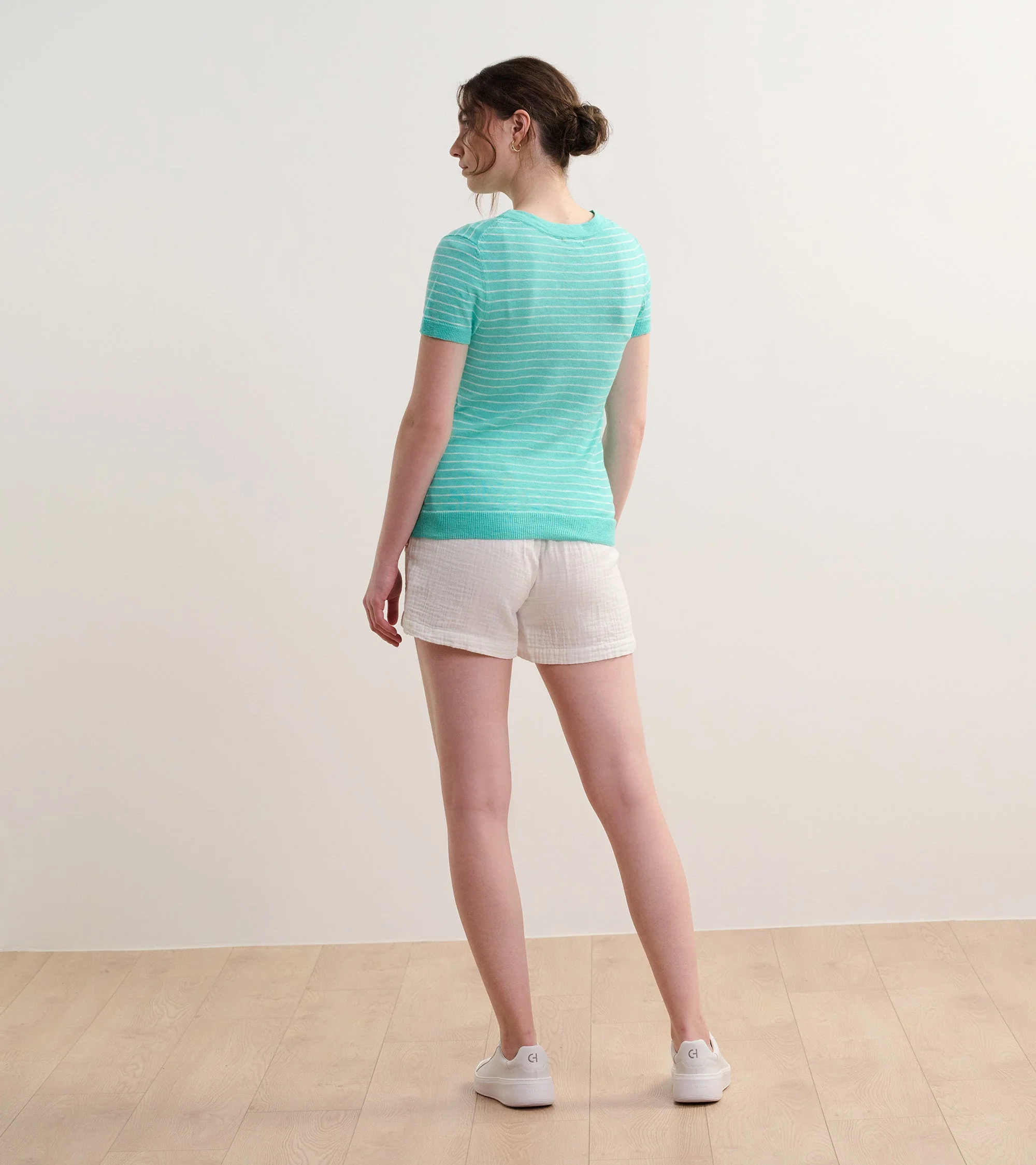 Simone Knit Tee - Teal Stripes - Image 4
