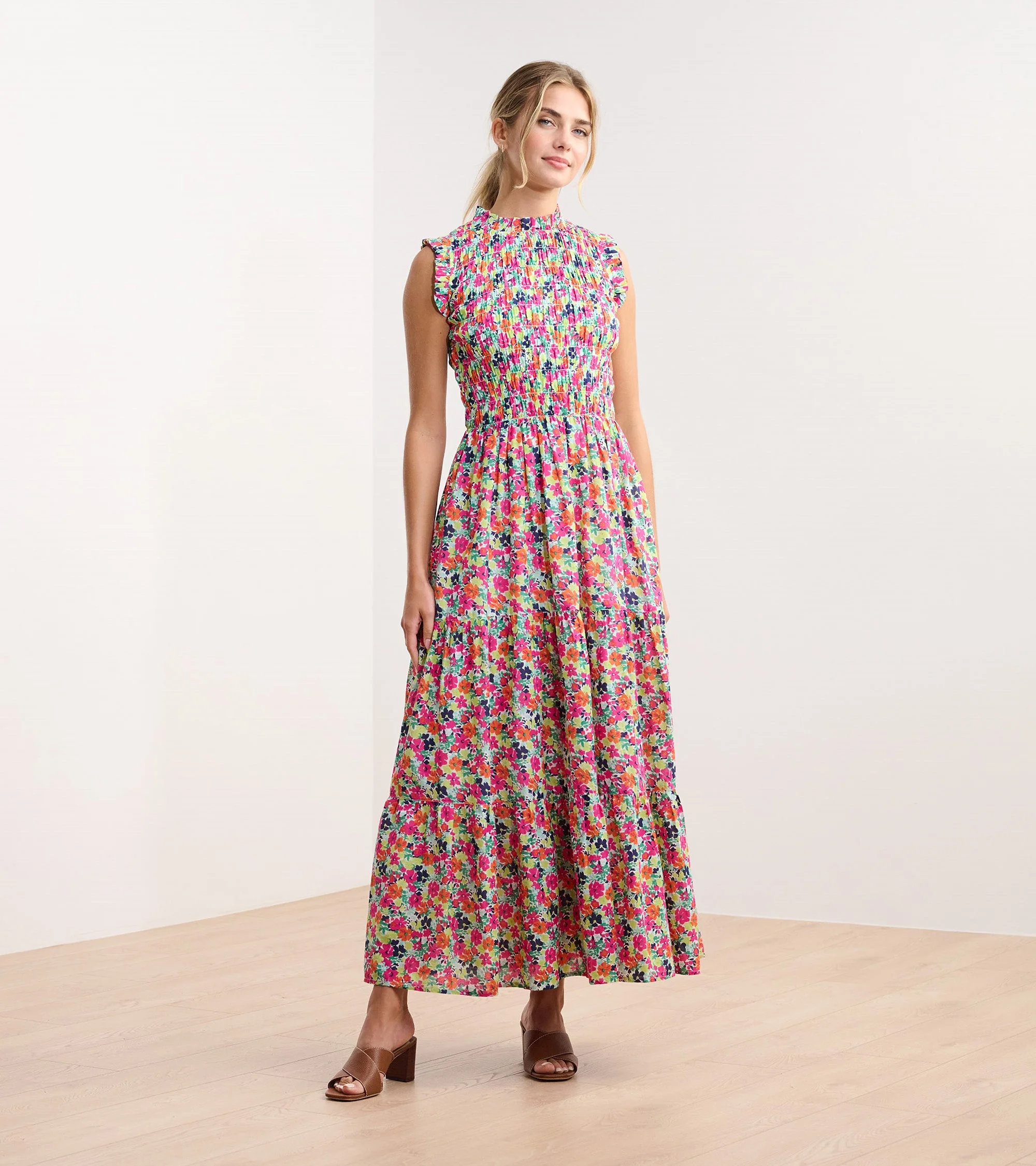 Smocked Maxi Dress - Fresh Flowers