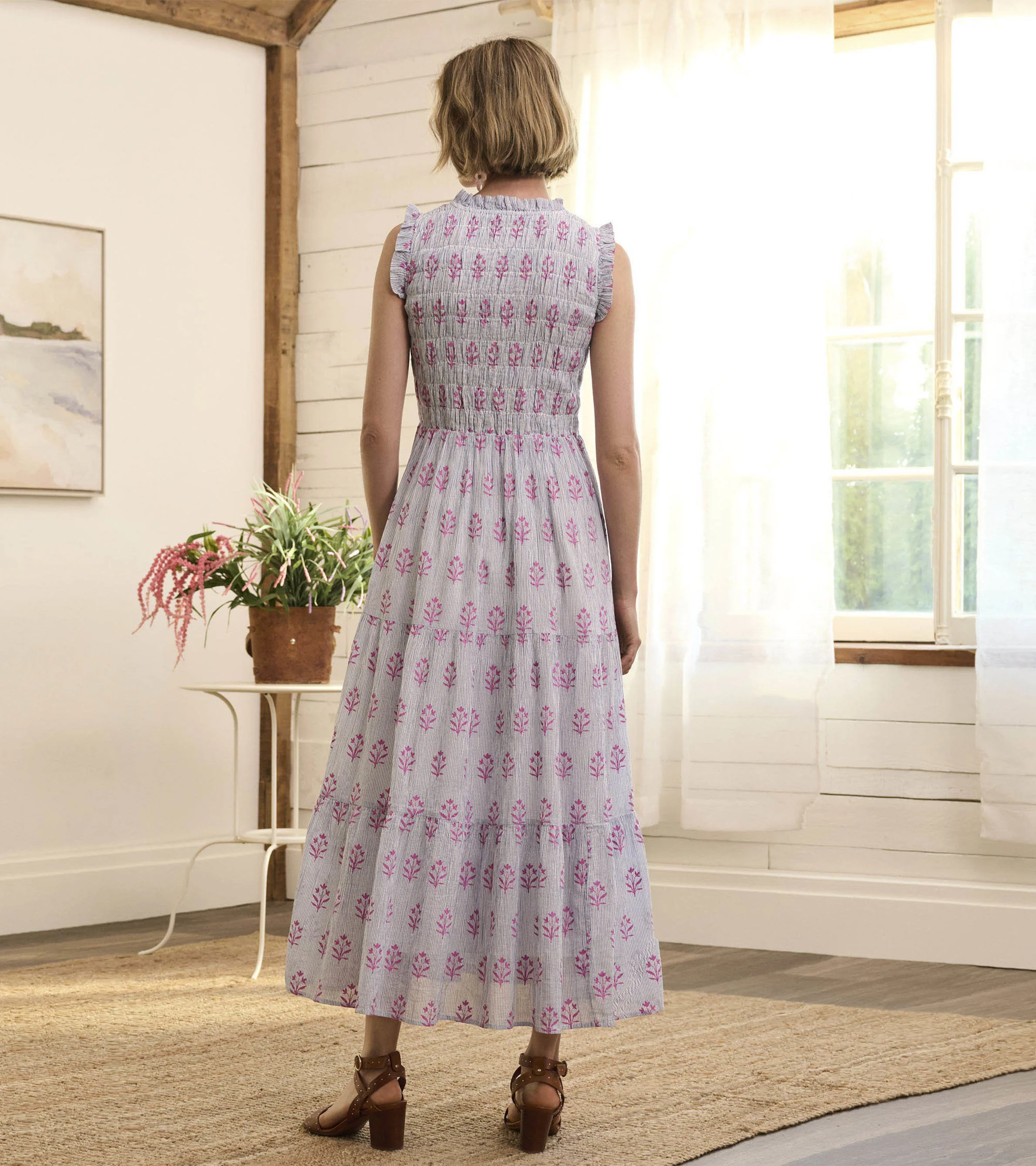Smocked Maxi Dress - Wildflower Seersucker - Image 3