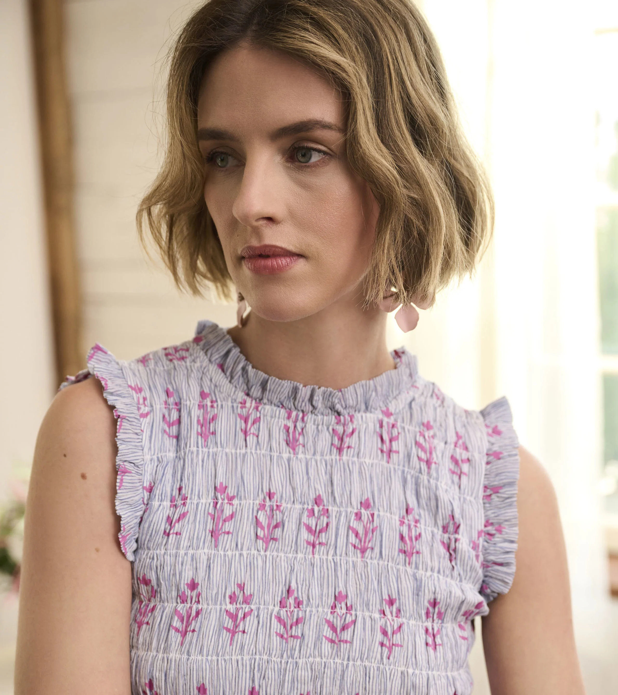 Smocked Maxi Dress - Wildflower Seersucker - Image 4