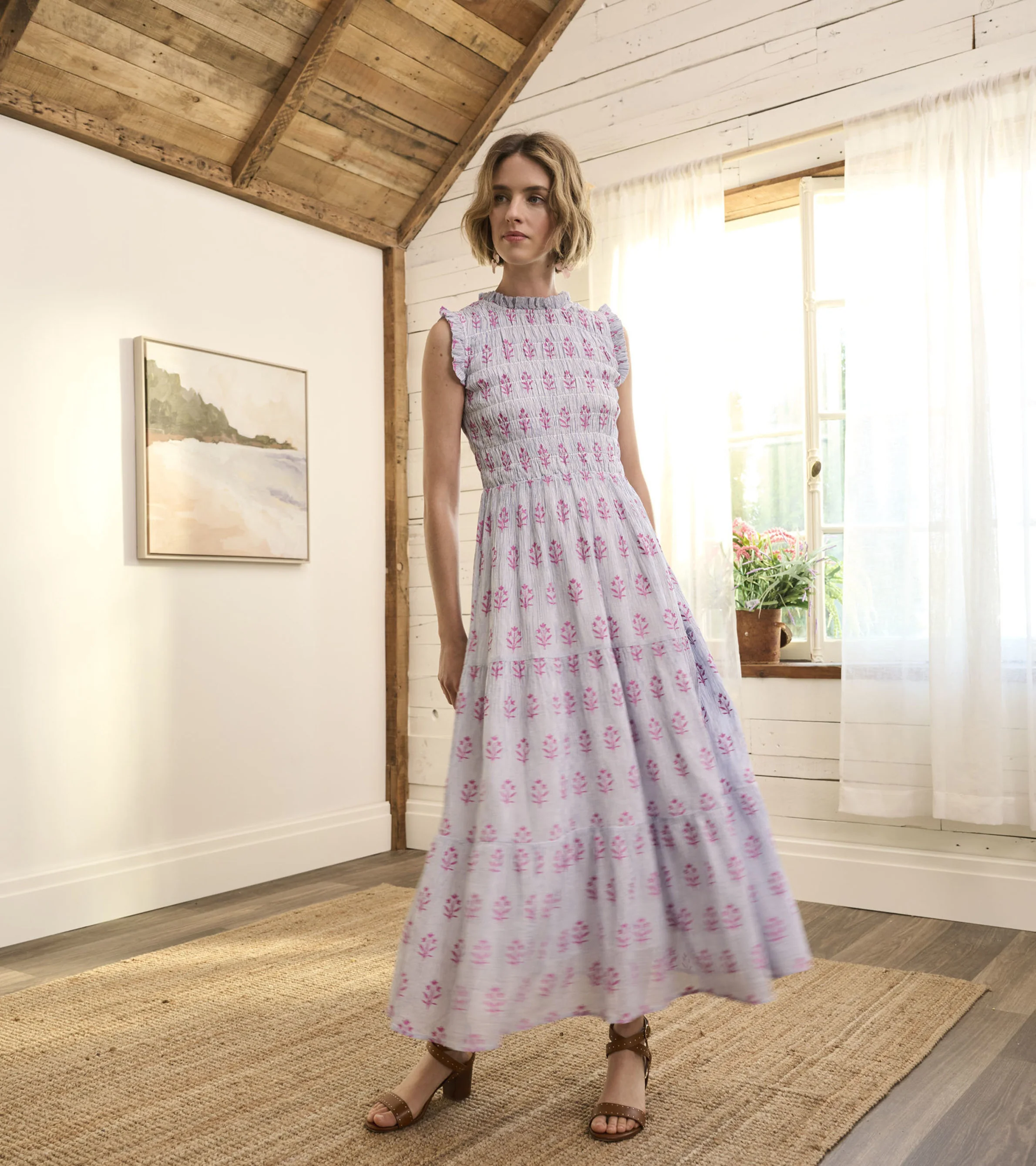Smocked Maxi Dress - Wildflower Seersucker - Image 5