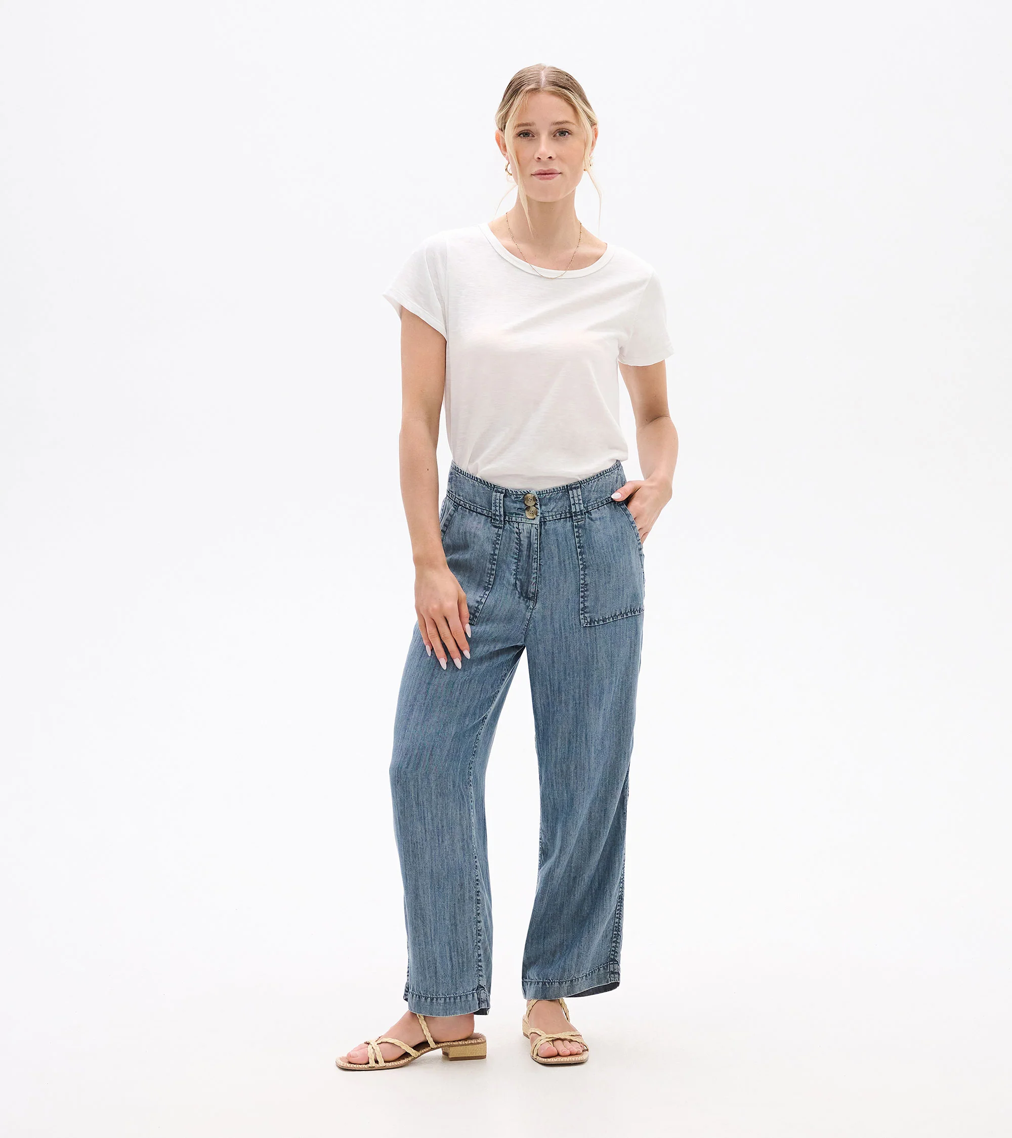 Sophie Wide Leg Pants - Blue Acid Rinse - Image 5