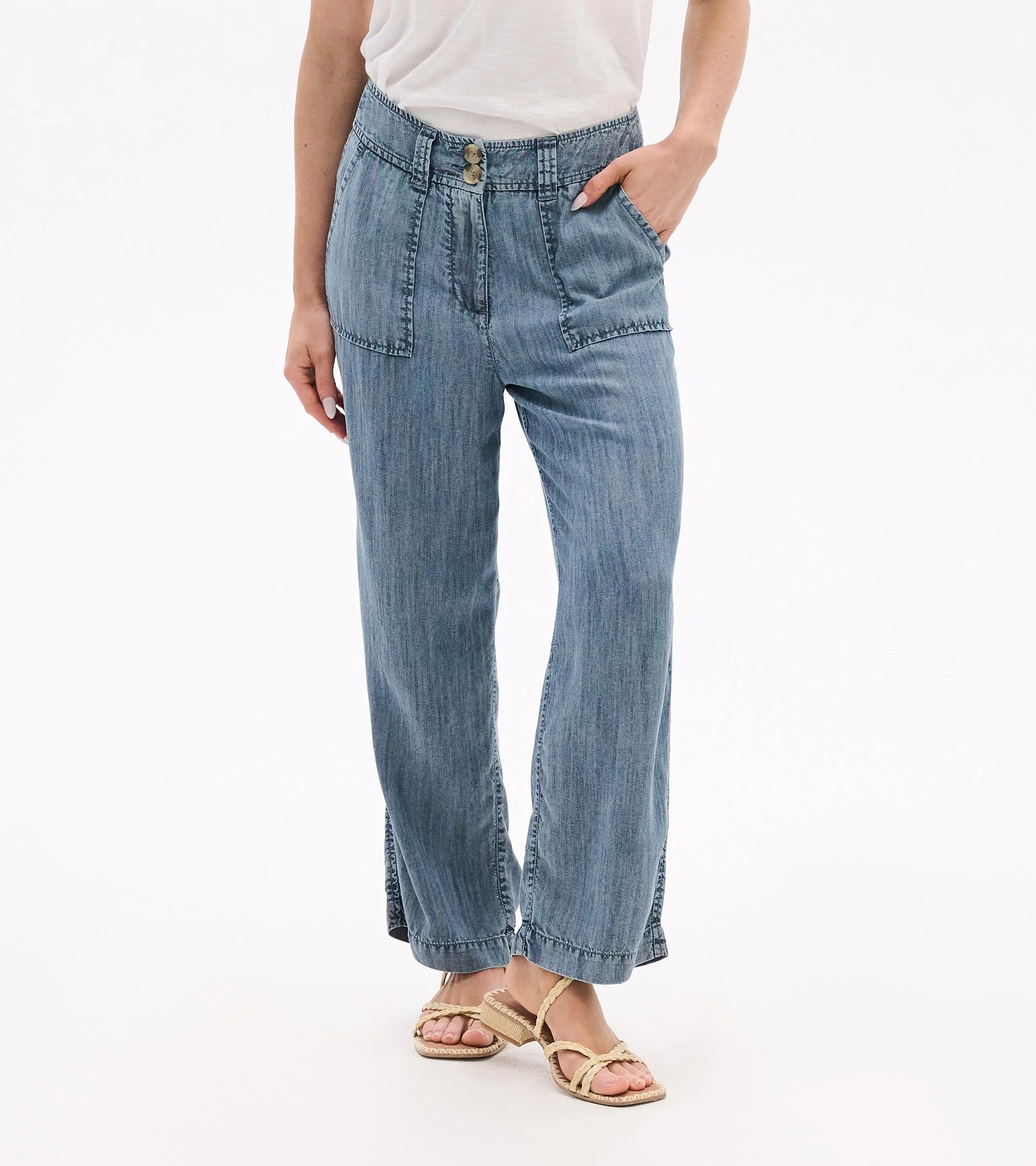 Sophie Wide Leg Pants - Blue Acid Rinse - Image 6