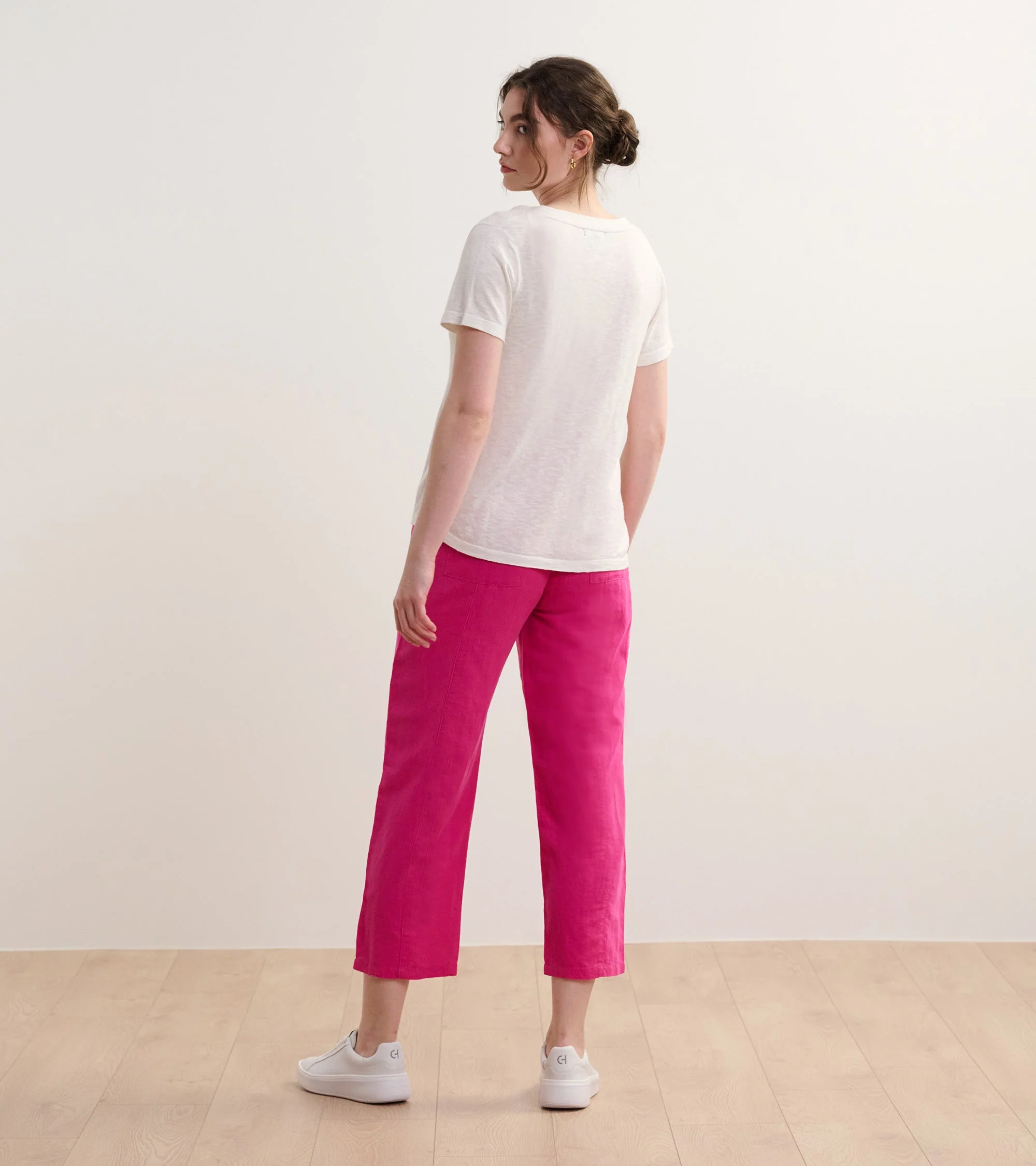 Straight Leg Linen Pants - Fuchsia - Image 5