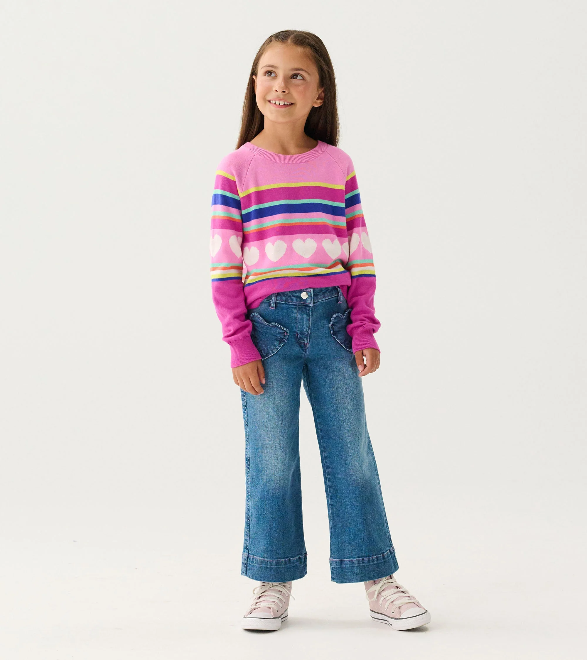 Girls Stretch Denim Wide Leg Pants - Image 2