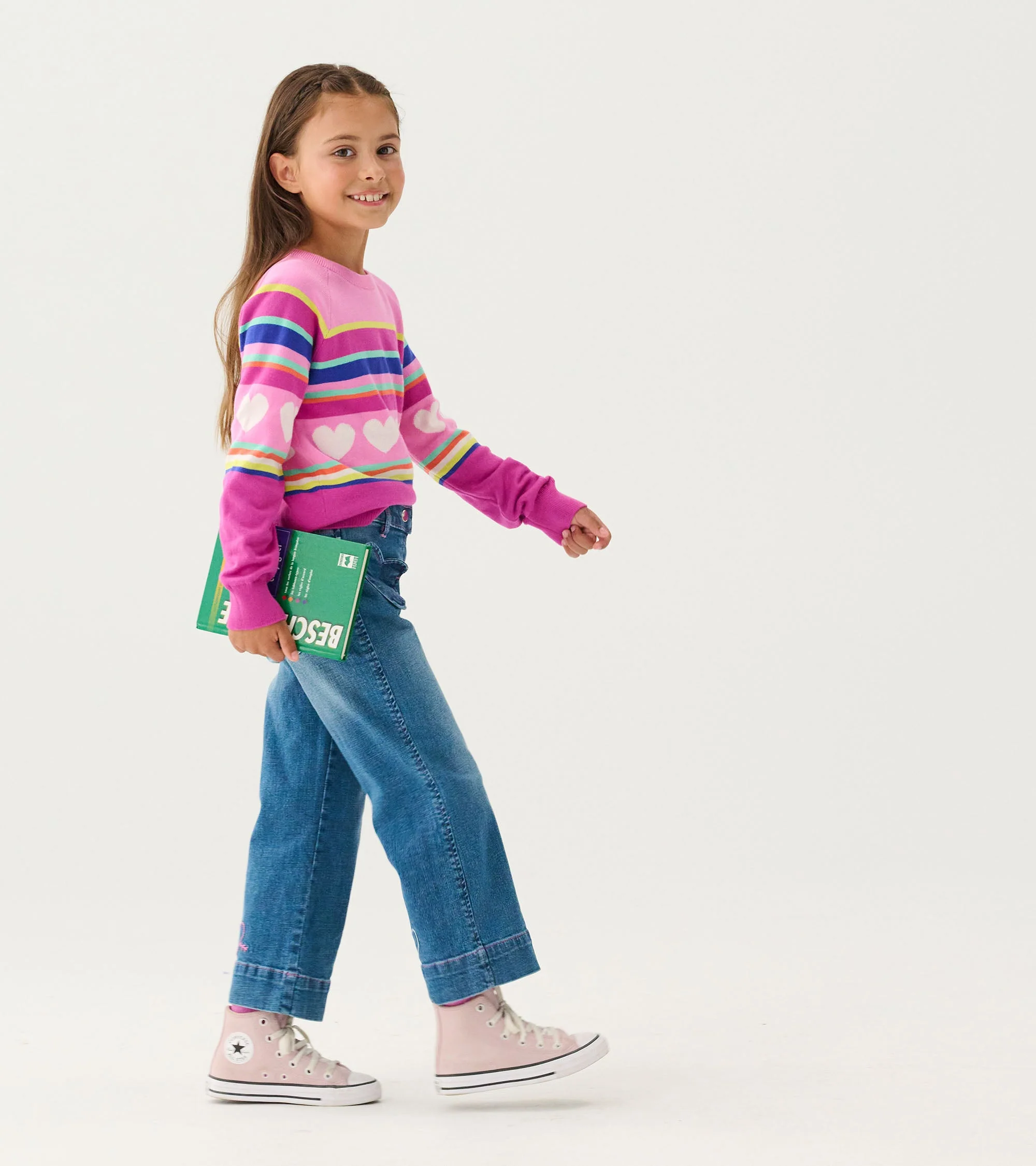 Girls Stretch Denim Wide Leg Pants - Image 3