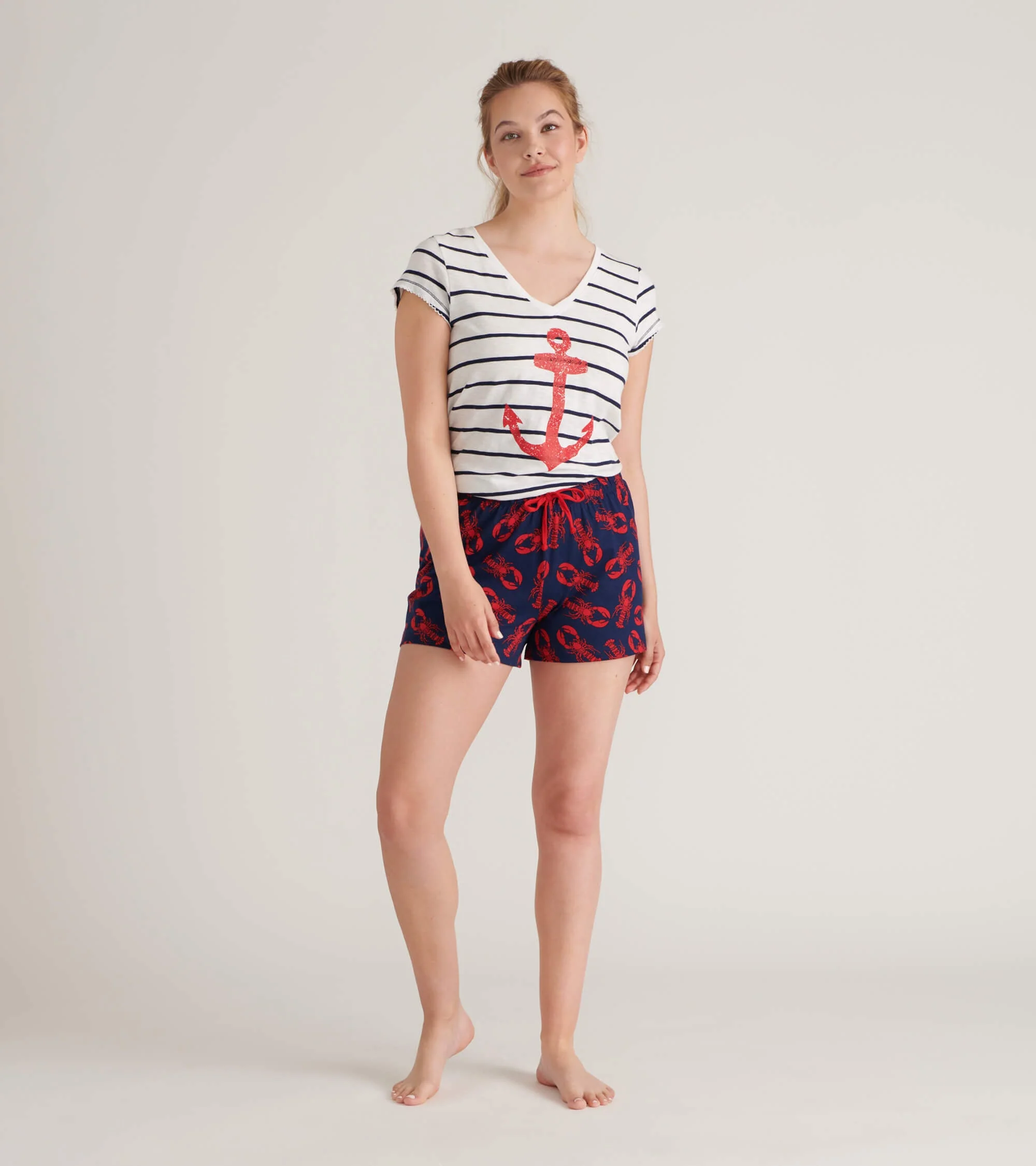 Striped Anchor Women's V-Neck Tee - Image 3