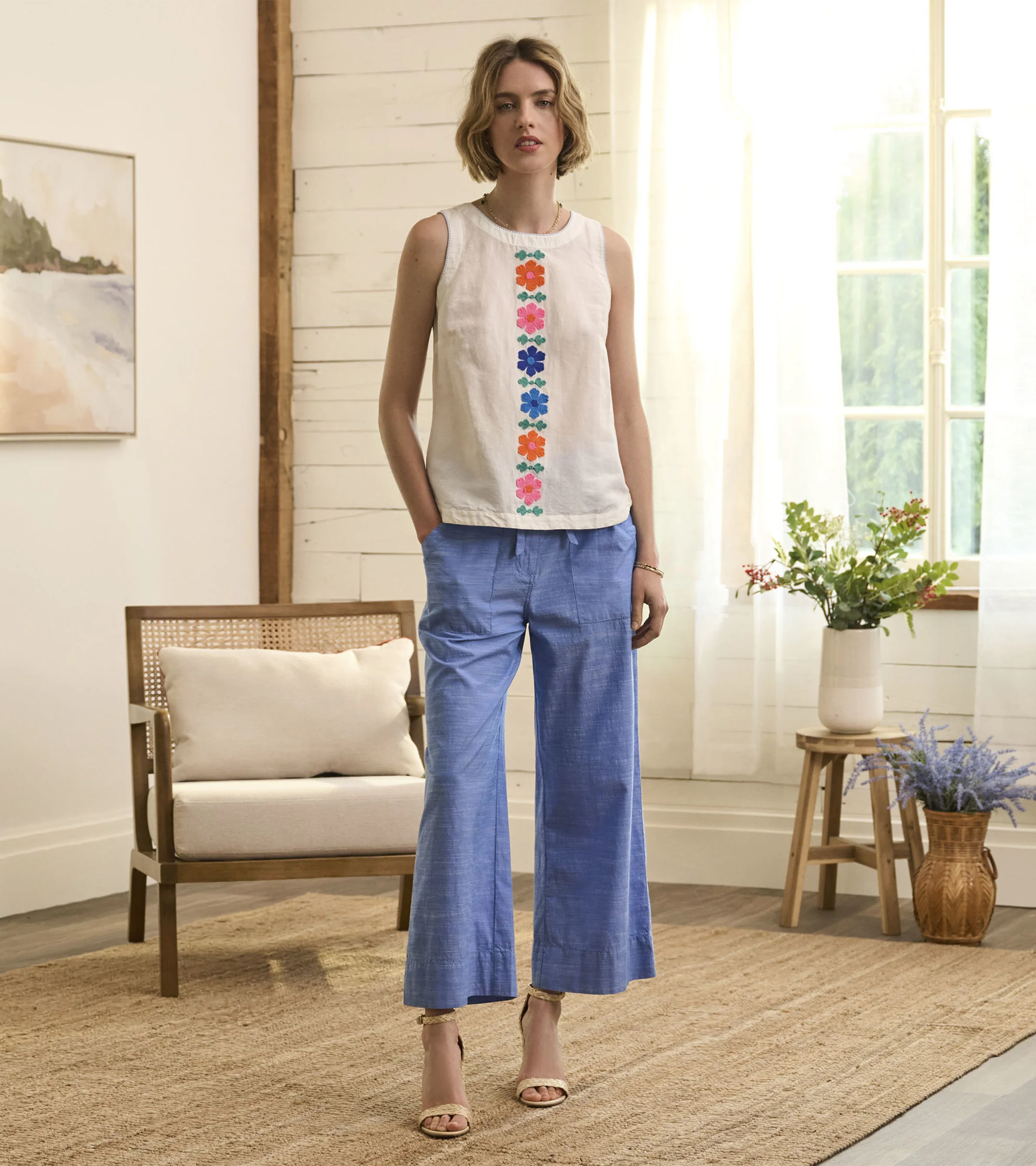 Tessa Tank Top - Embroidered Flowers - Image 5