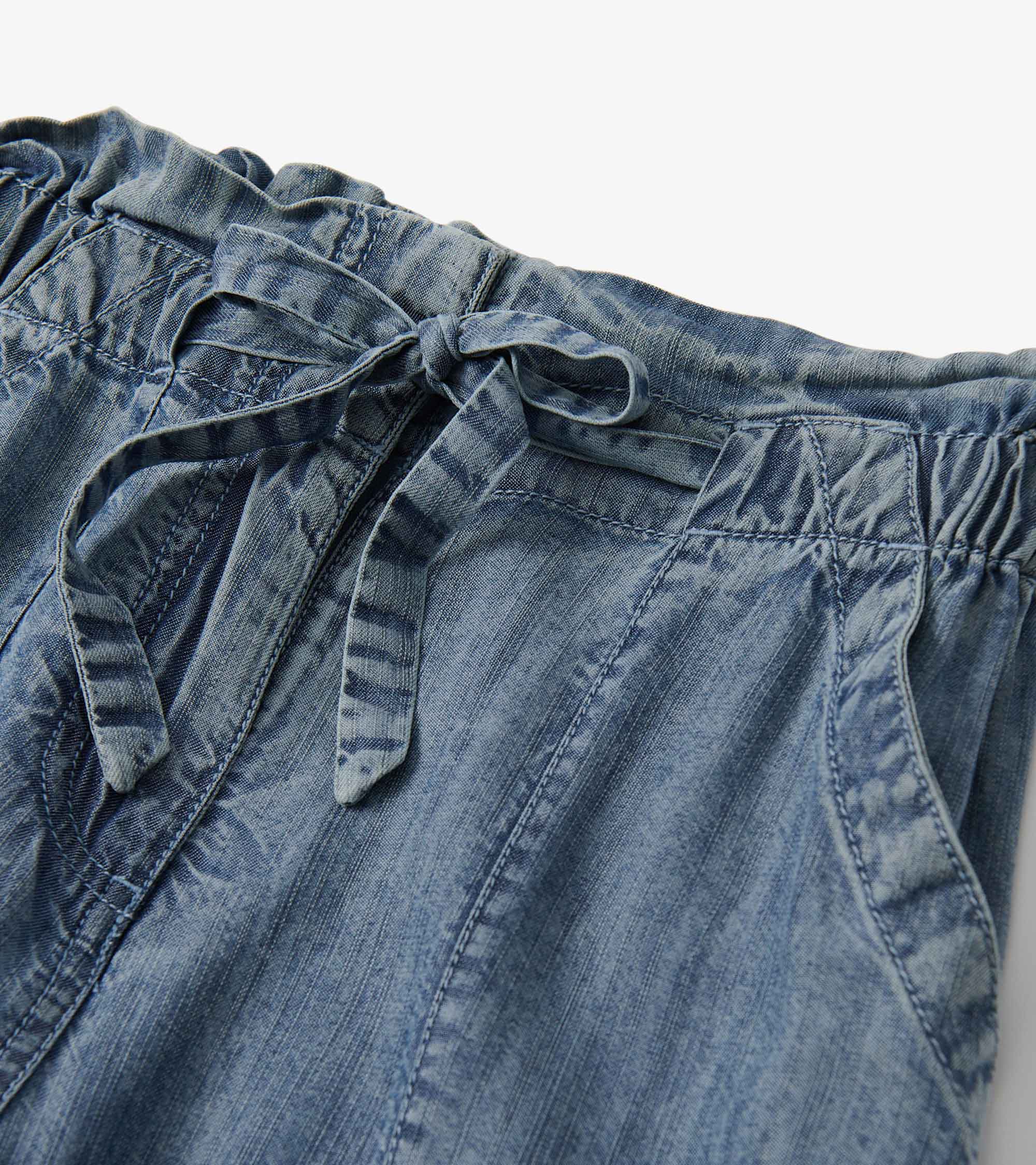 Tie Front Pants - Blue Acid Wash - Image 7