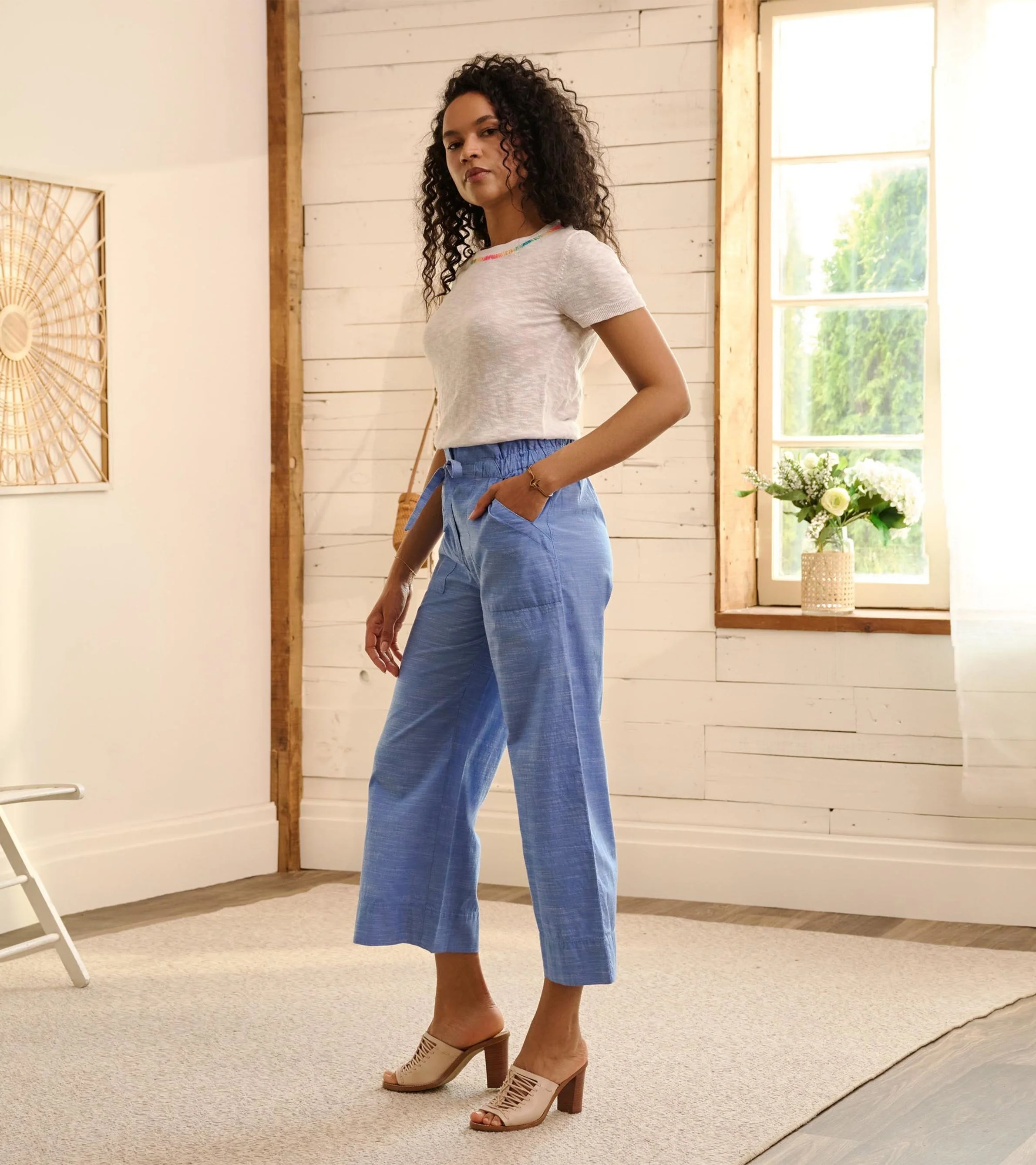 Tie Front Pants - Chambray - Image 3