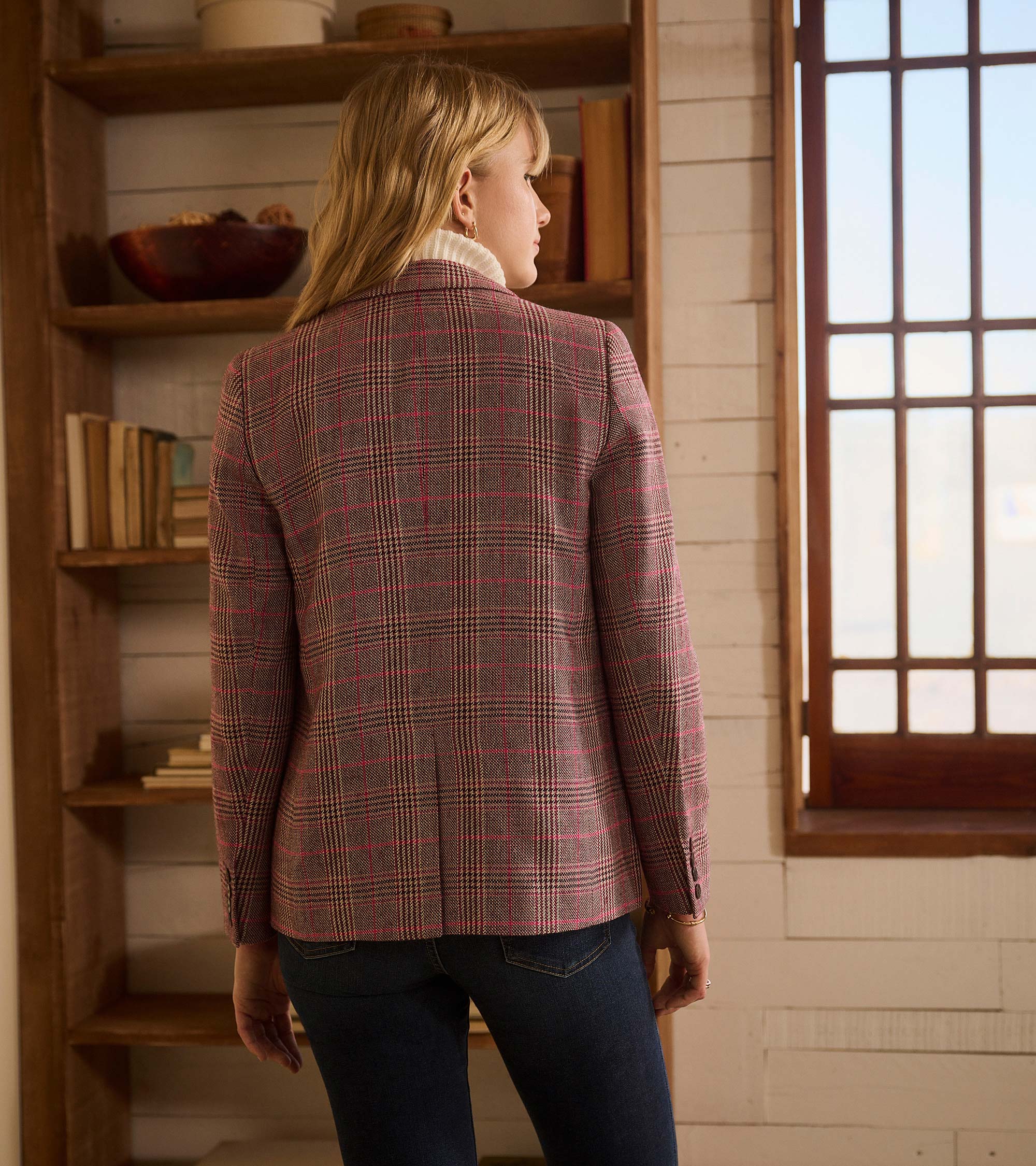Tori Semi-Fitted Blazer - Taupe Check - Image 6