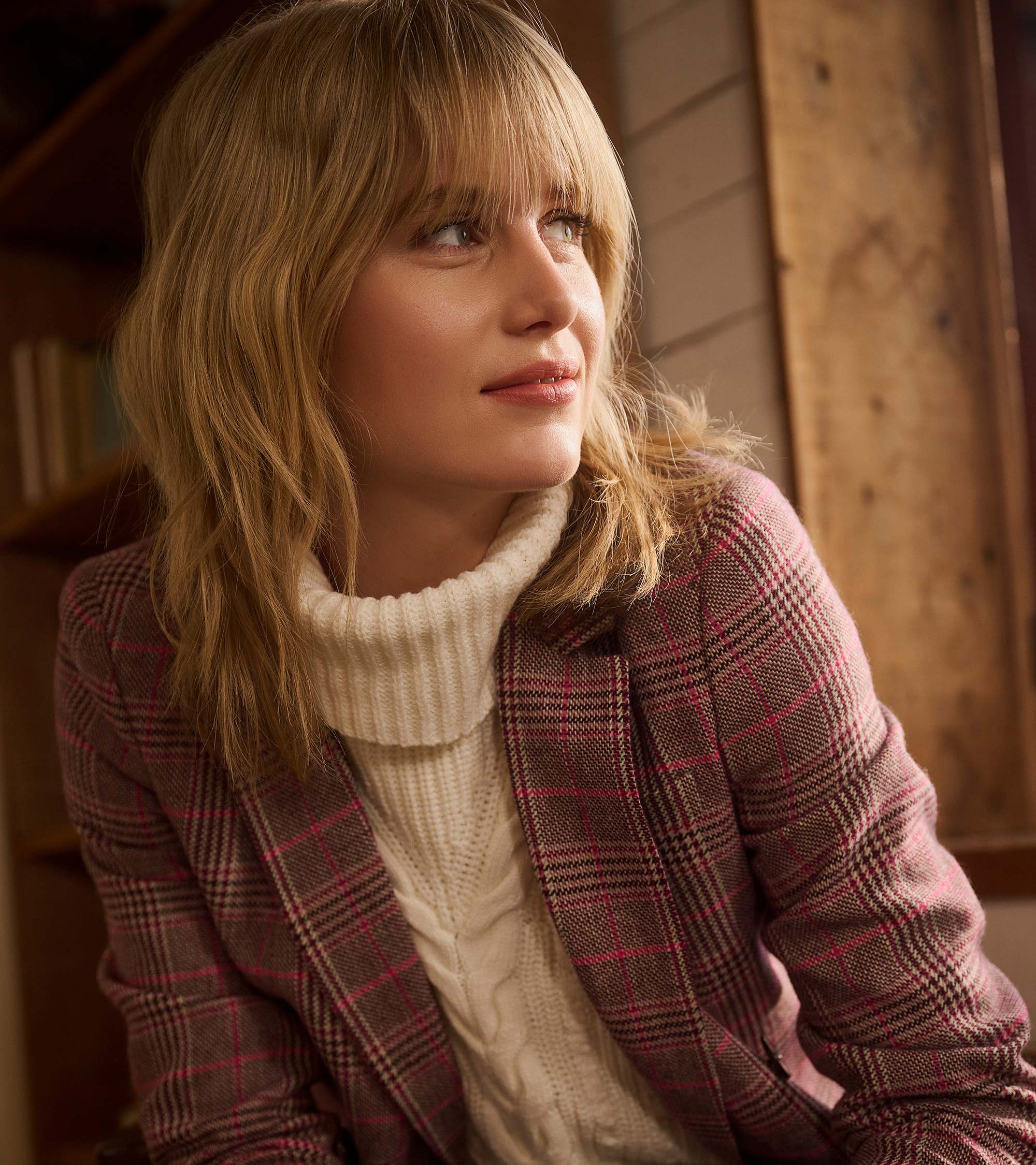 Tori Semi-Fitted Blazer - Taupe Check - Image 7