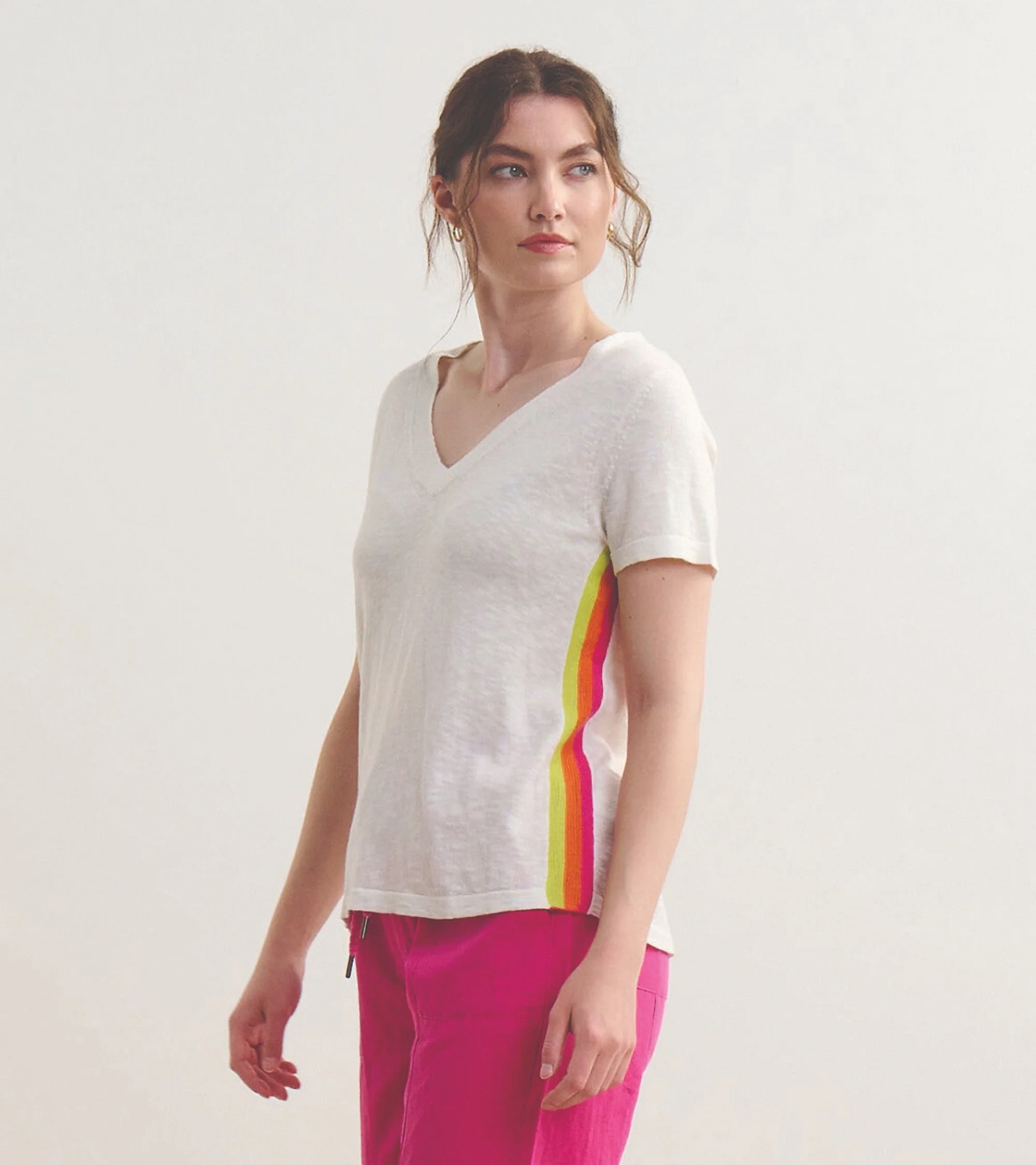 V-Neck Knit Tee - White