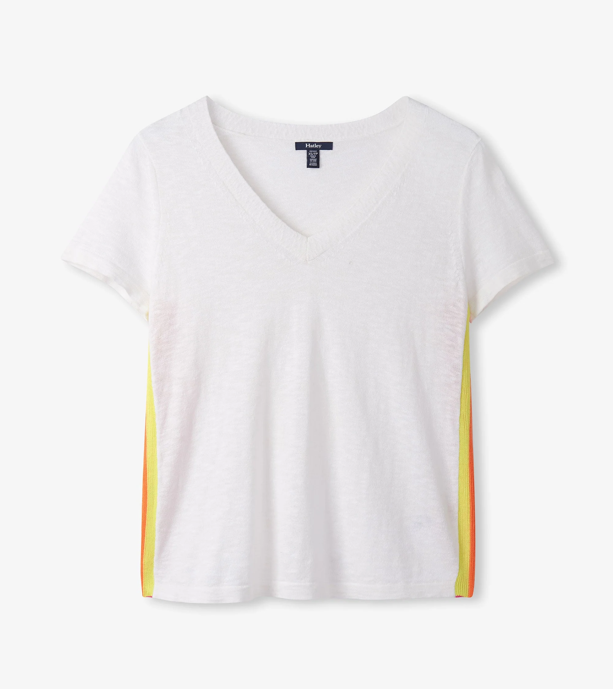 V-Neck Knit Tee - White - Image 2
