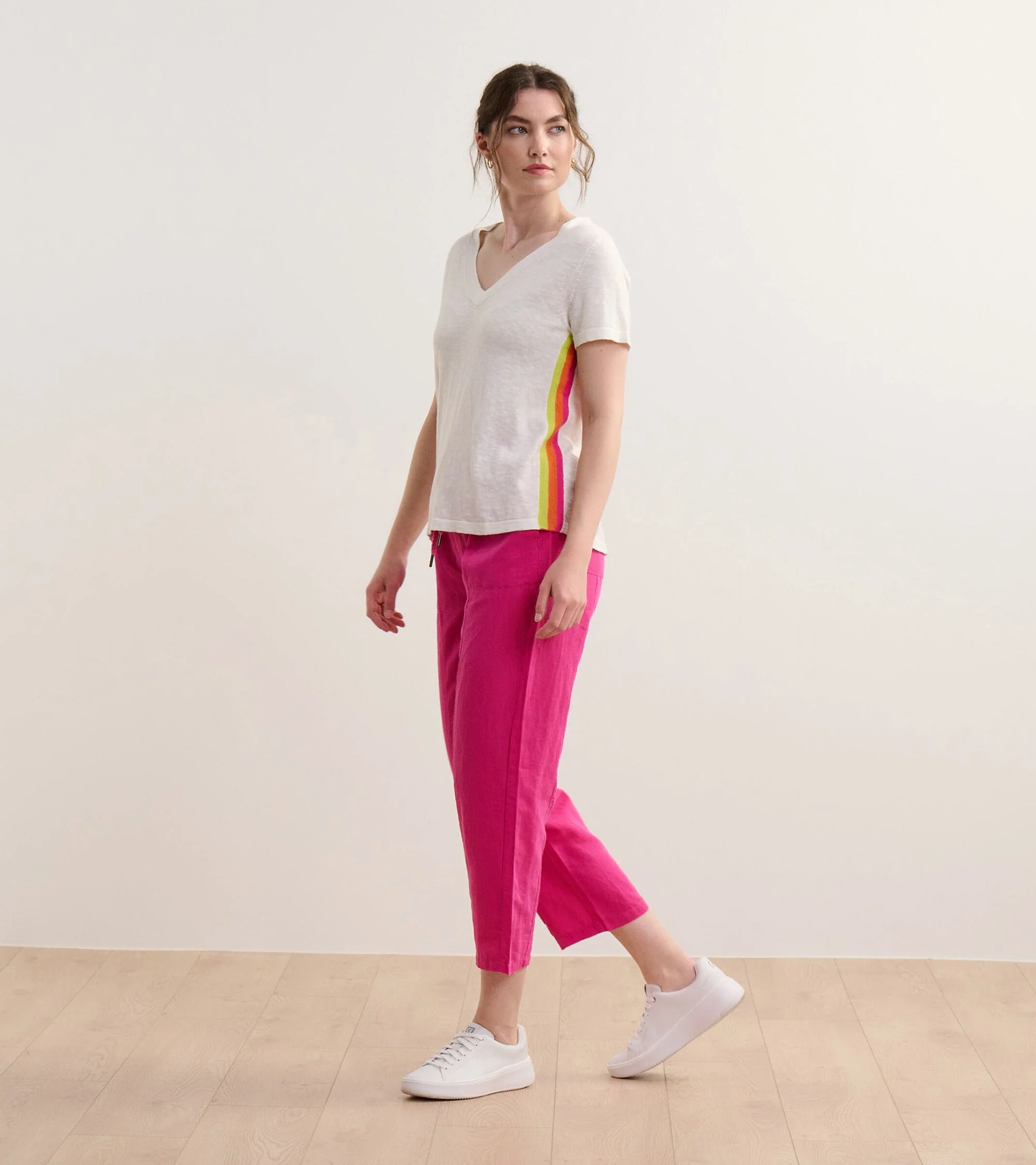 V-Neck Knit Tee - White - Image 6