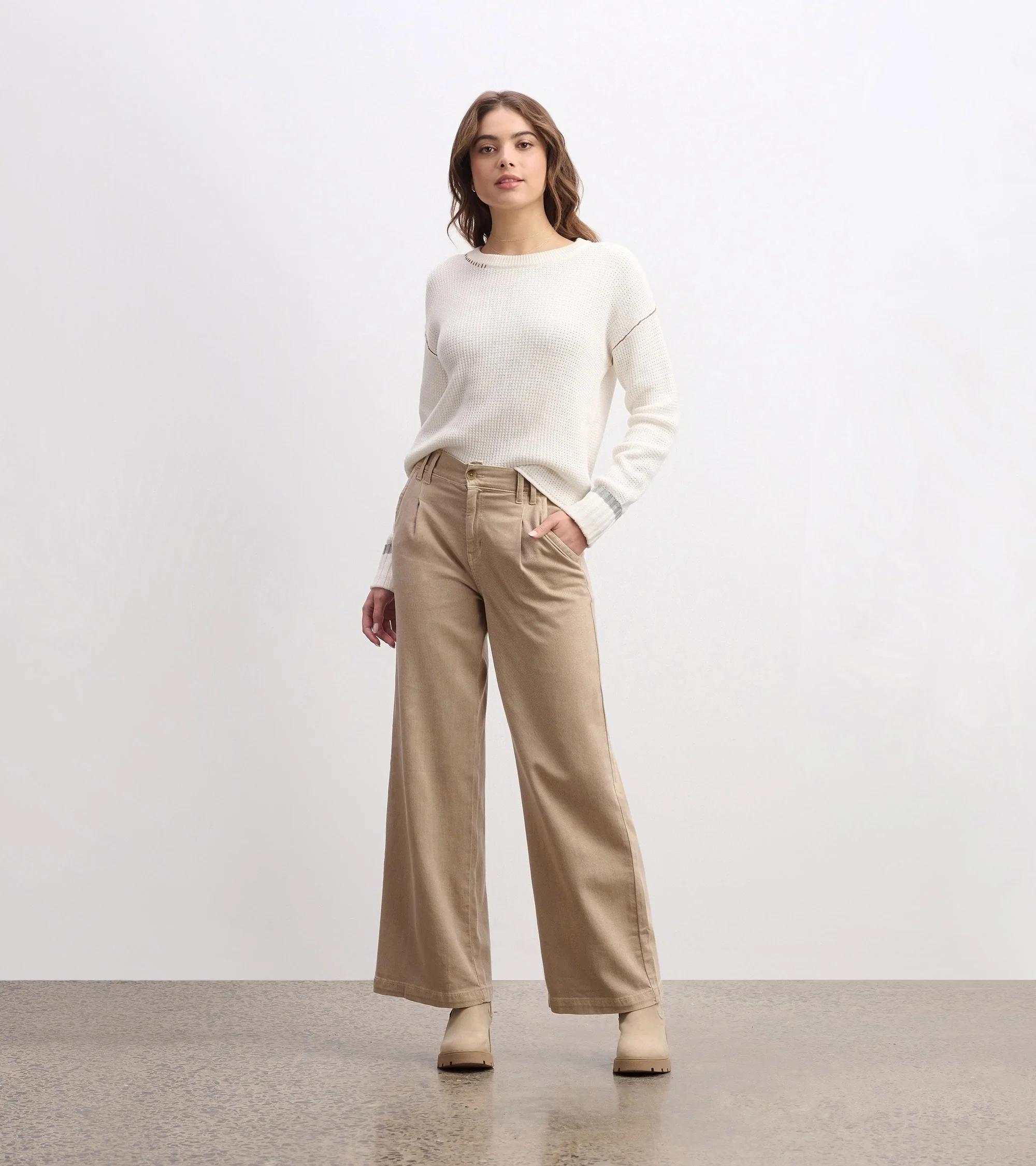 Waffle Knit Sweater - Cream - Image 7