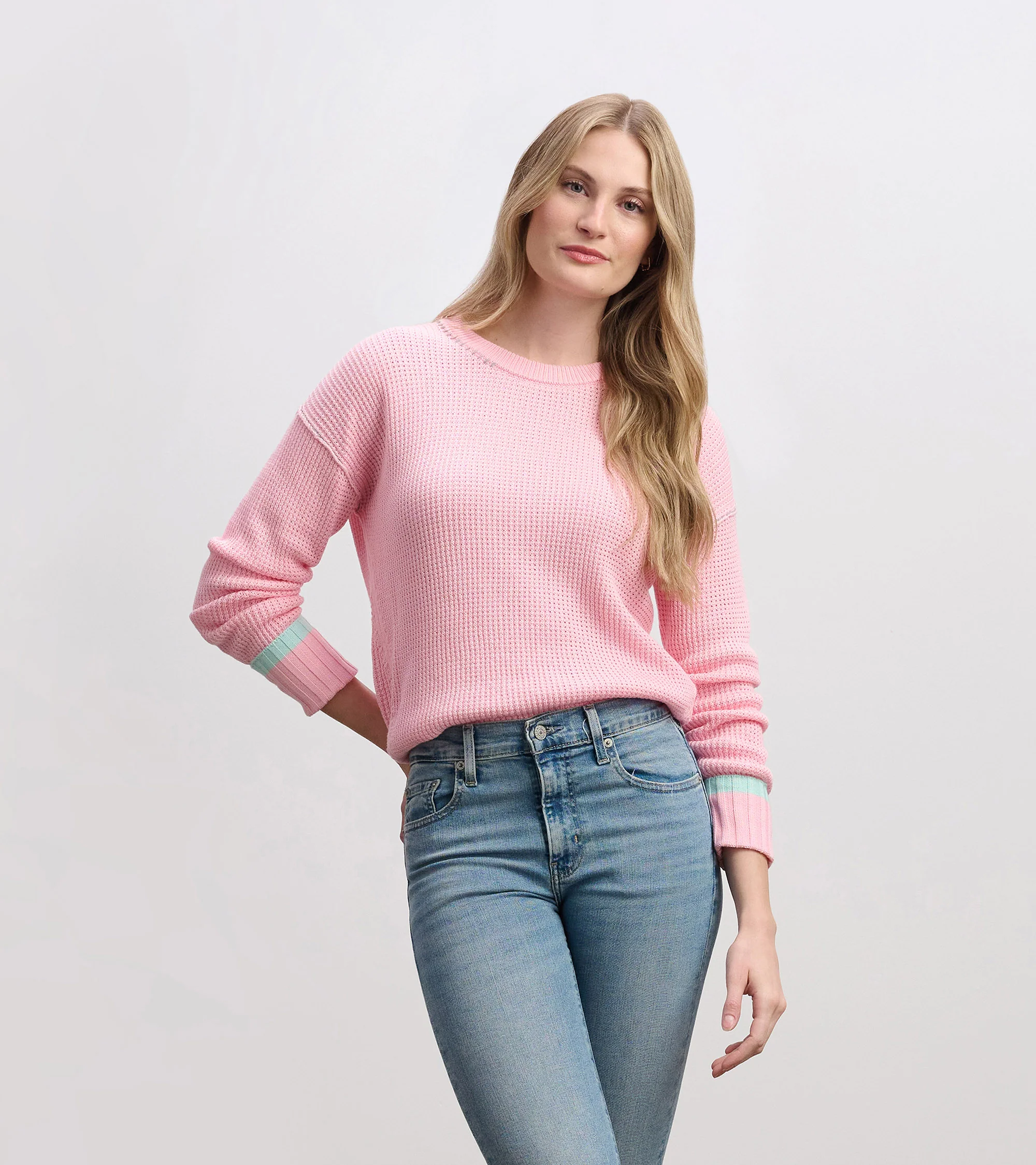 Waffle Knit Sweater - Fuchsia Pink