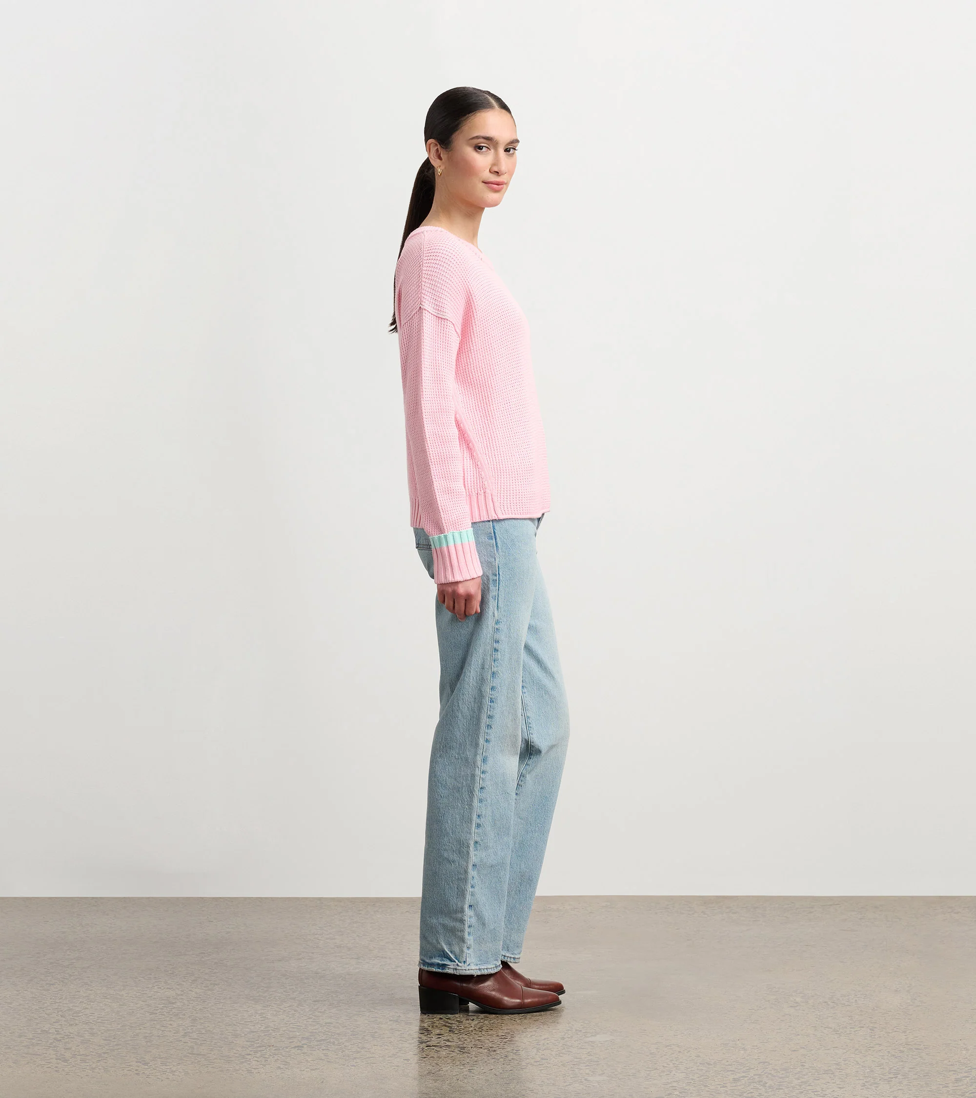 Waffle Knit Sweater - Fuchsia Pink - Image 4