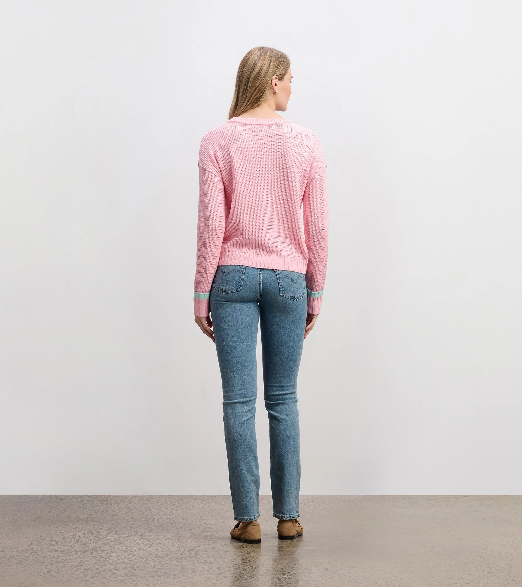 Waffle Knit Sweater - Fuchsia Pink - Image 5