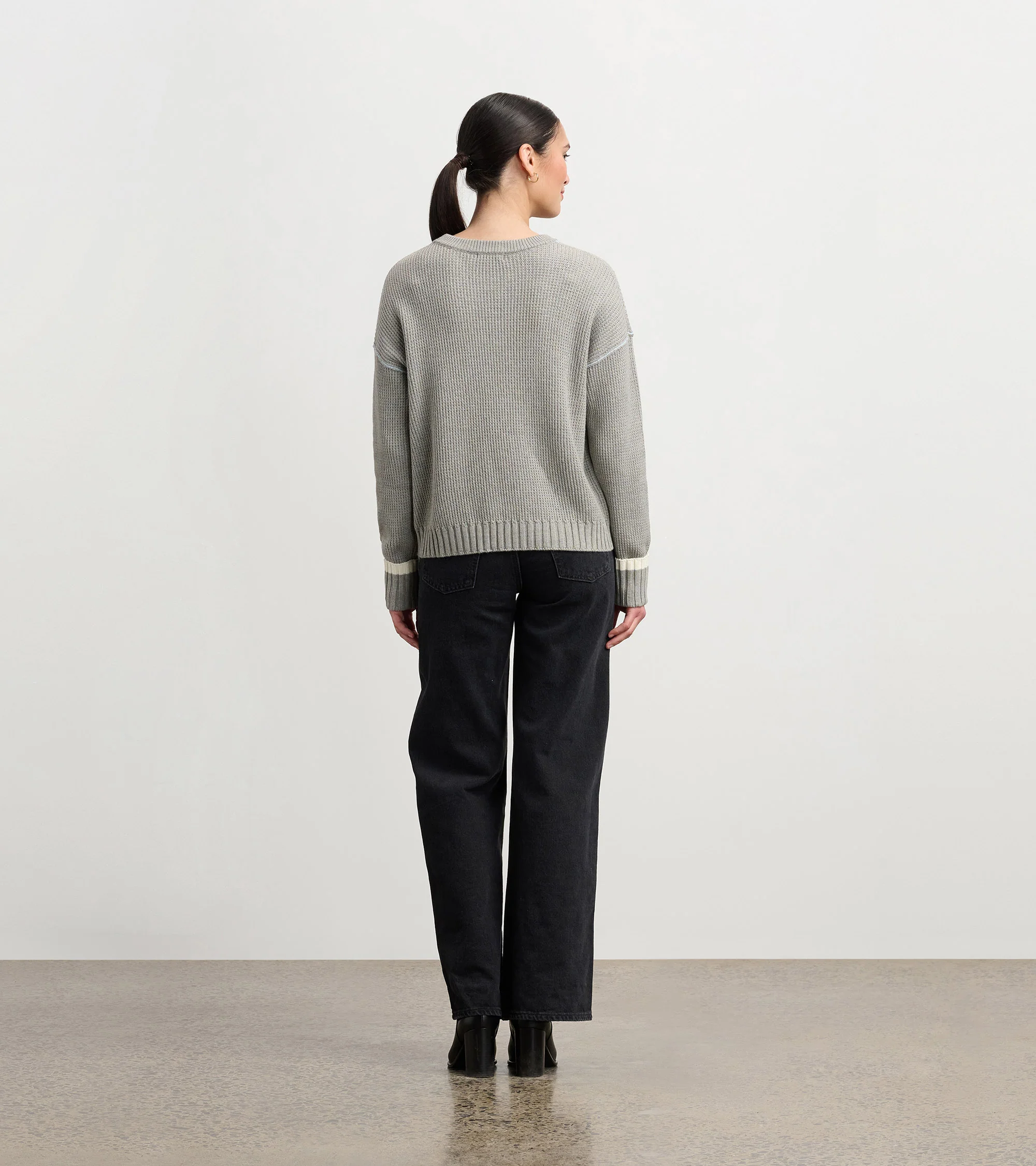 Waffle Knit Sweater - Grey - Image 4