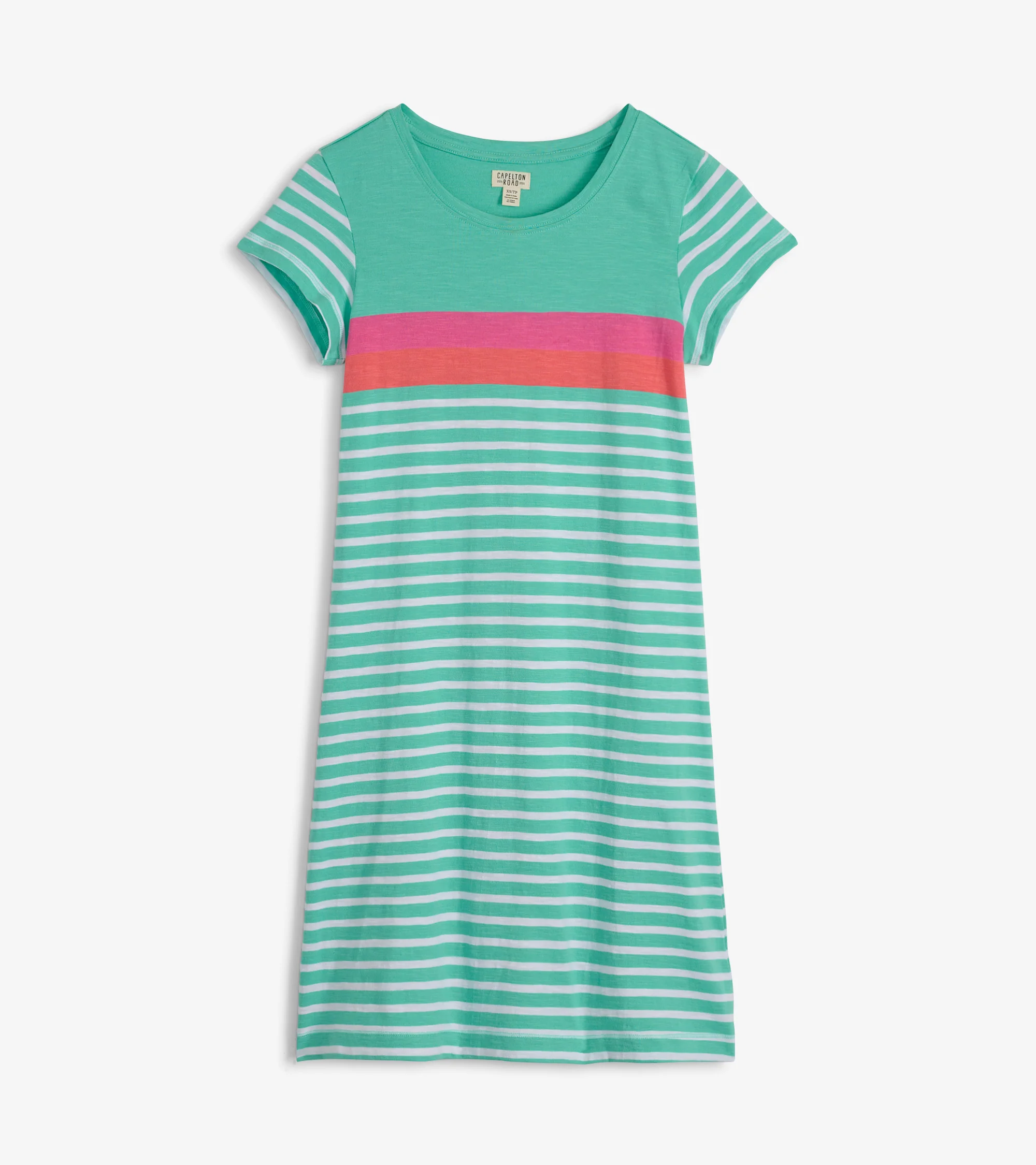 Women's Bermuda Stripes Crew Neck T-Shirt Dress - Image 2