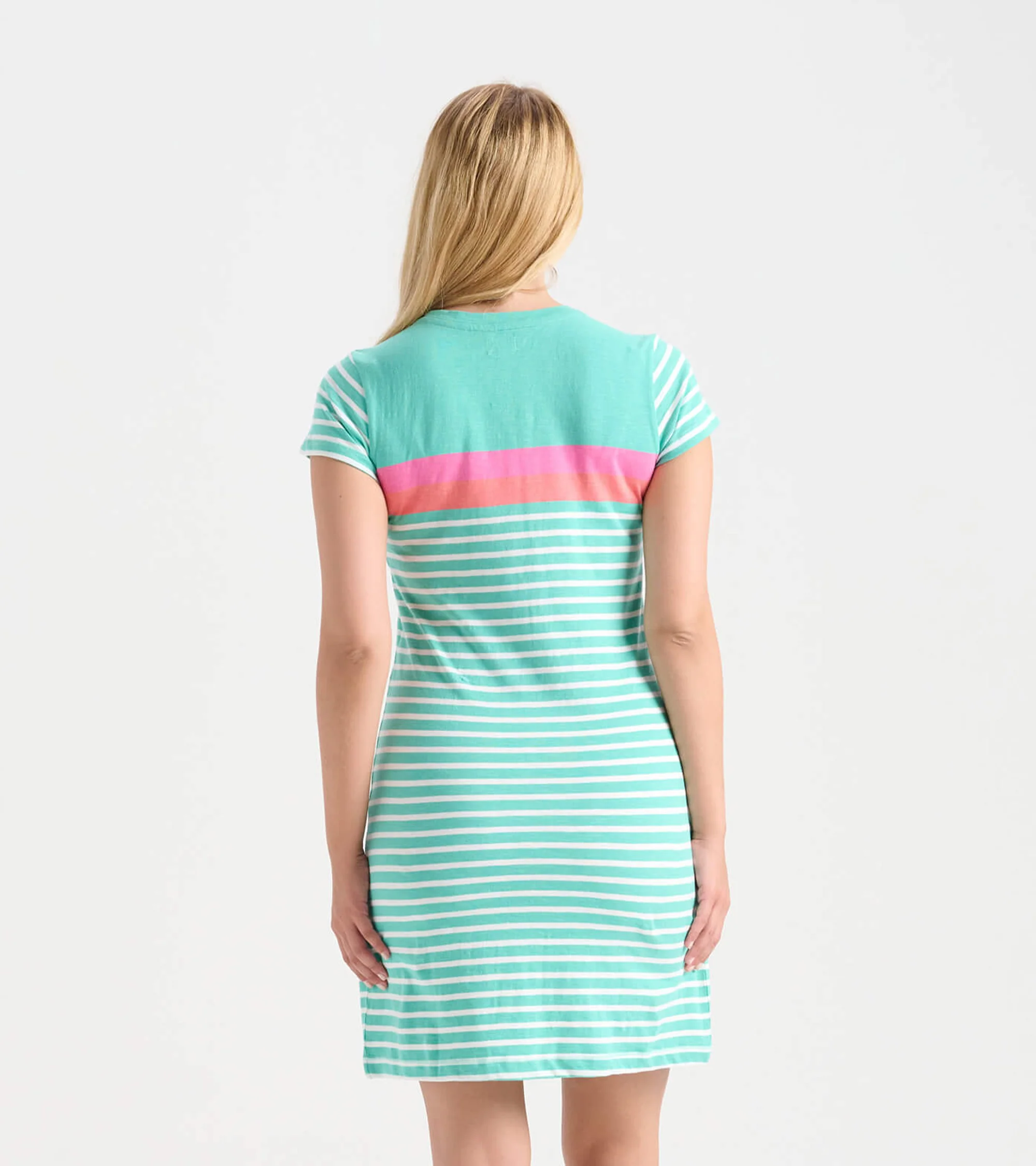 Women's Bermuda Stripes Crew Neck T-Shirt Dress - Image 3