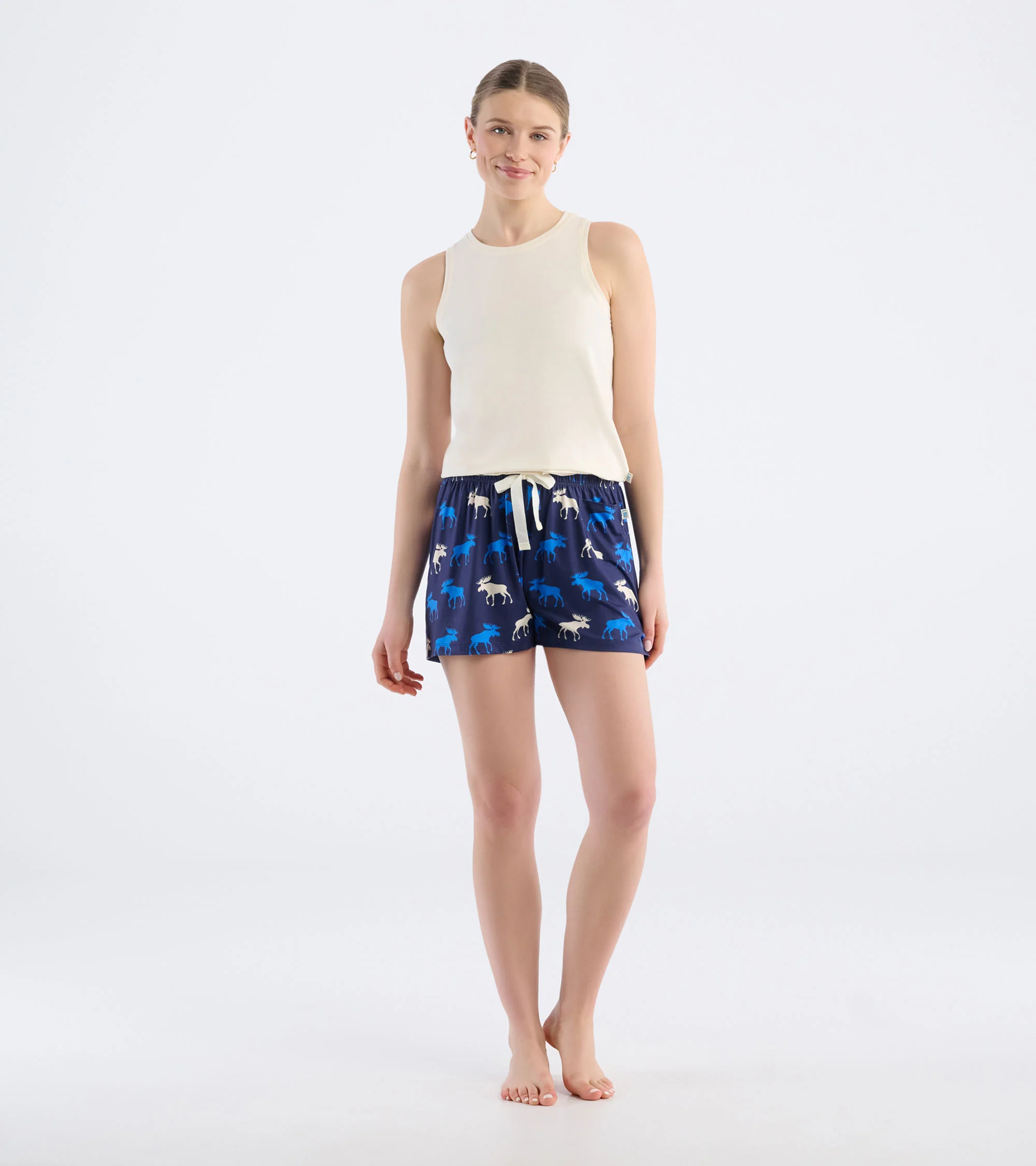 Women's Blue Moose Polyknit Pajama Shorts - Image 3