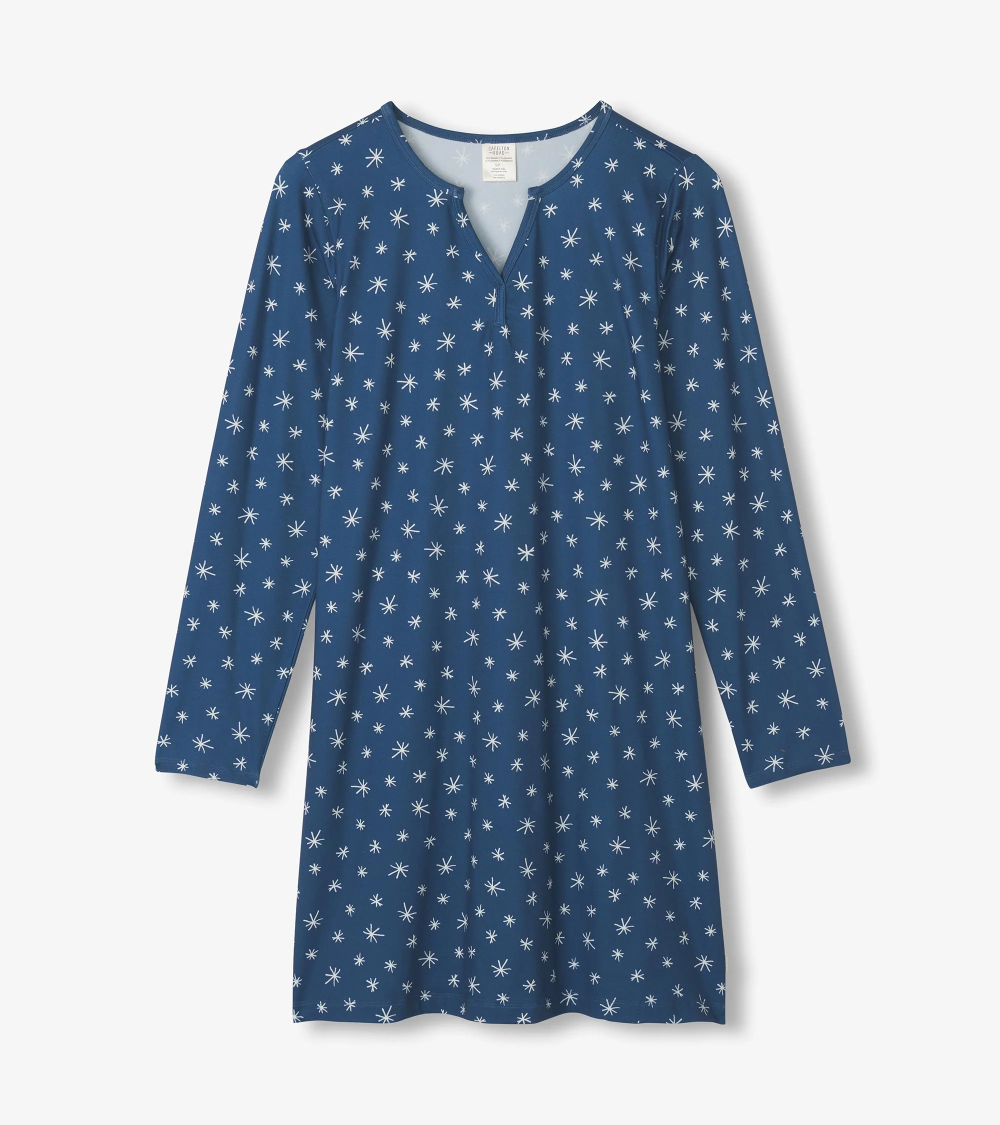 Women's Blue Snowflakes Polyknit Long Sleeve Nightshirt - Image 4