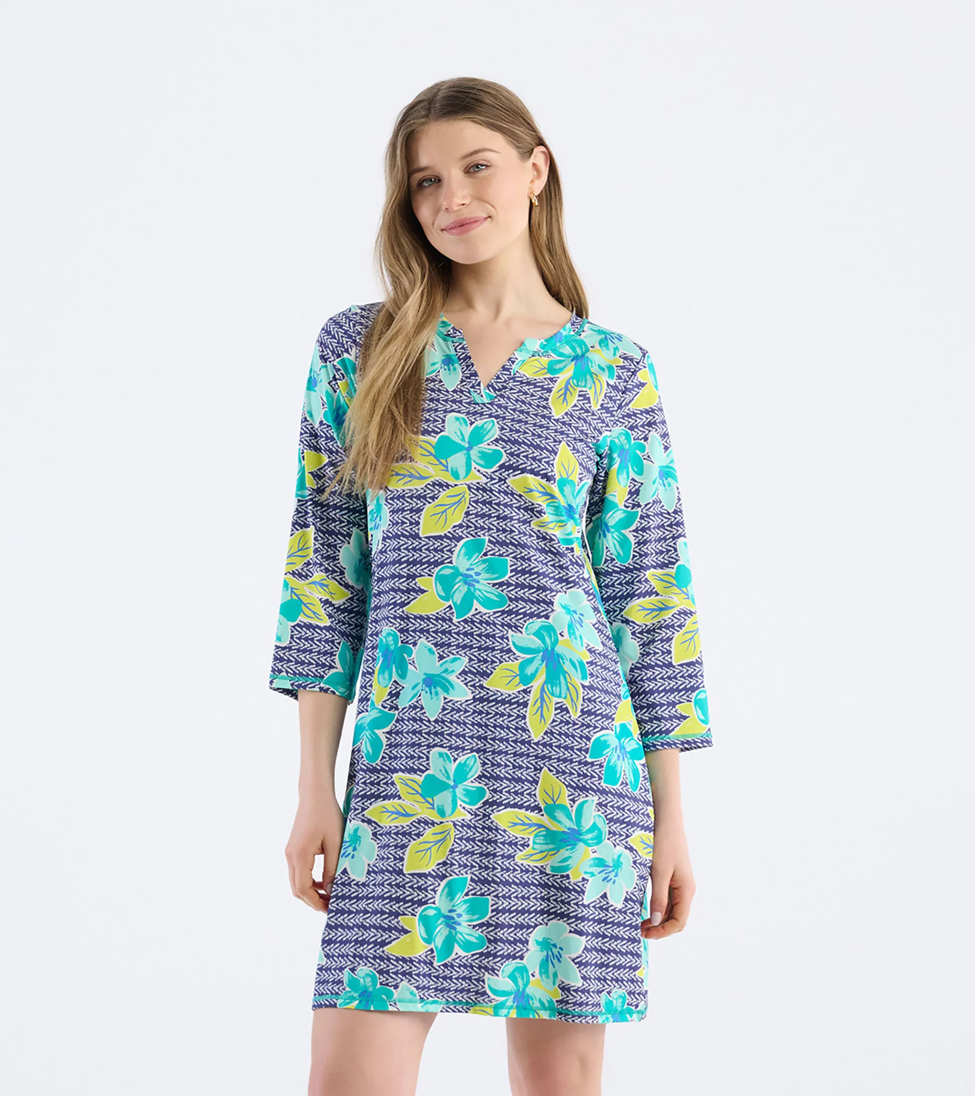 Women's Bold Floral Notch Neck Dress