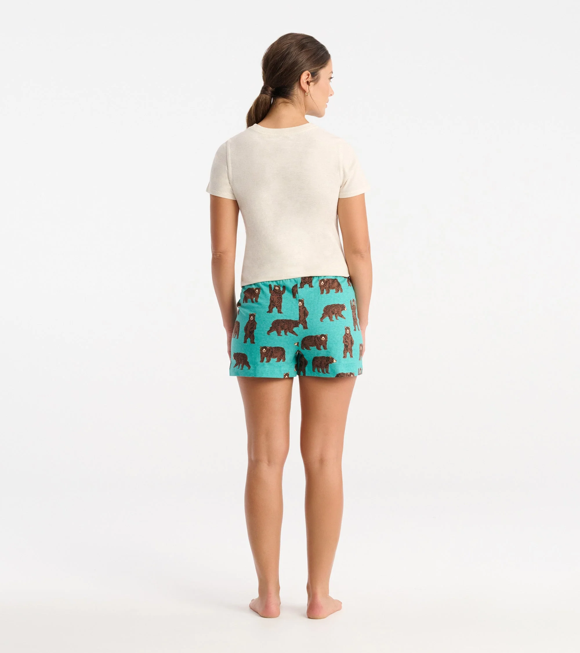 Women's Brown Bears Cotton Pajama Shorts - Image 4